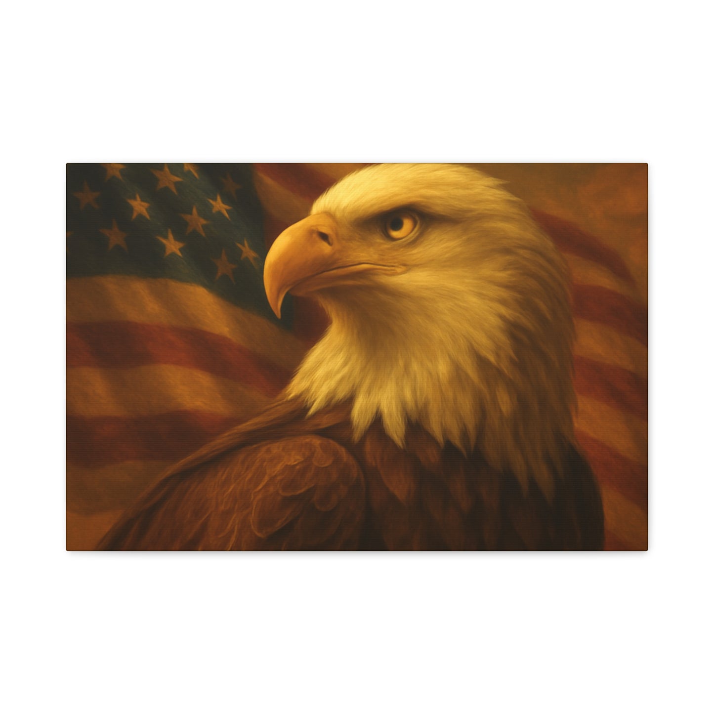 Patriotic Eagle Canvas Wall Art - American Flag Decor, Home Office, Gift for Veterans, National Holidays, Wall Decor