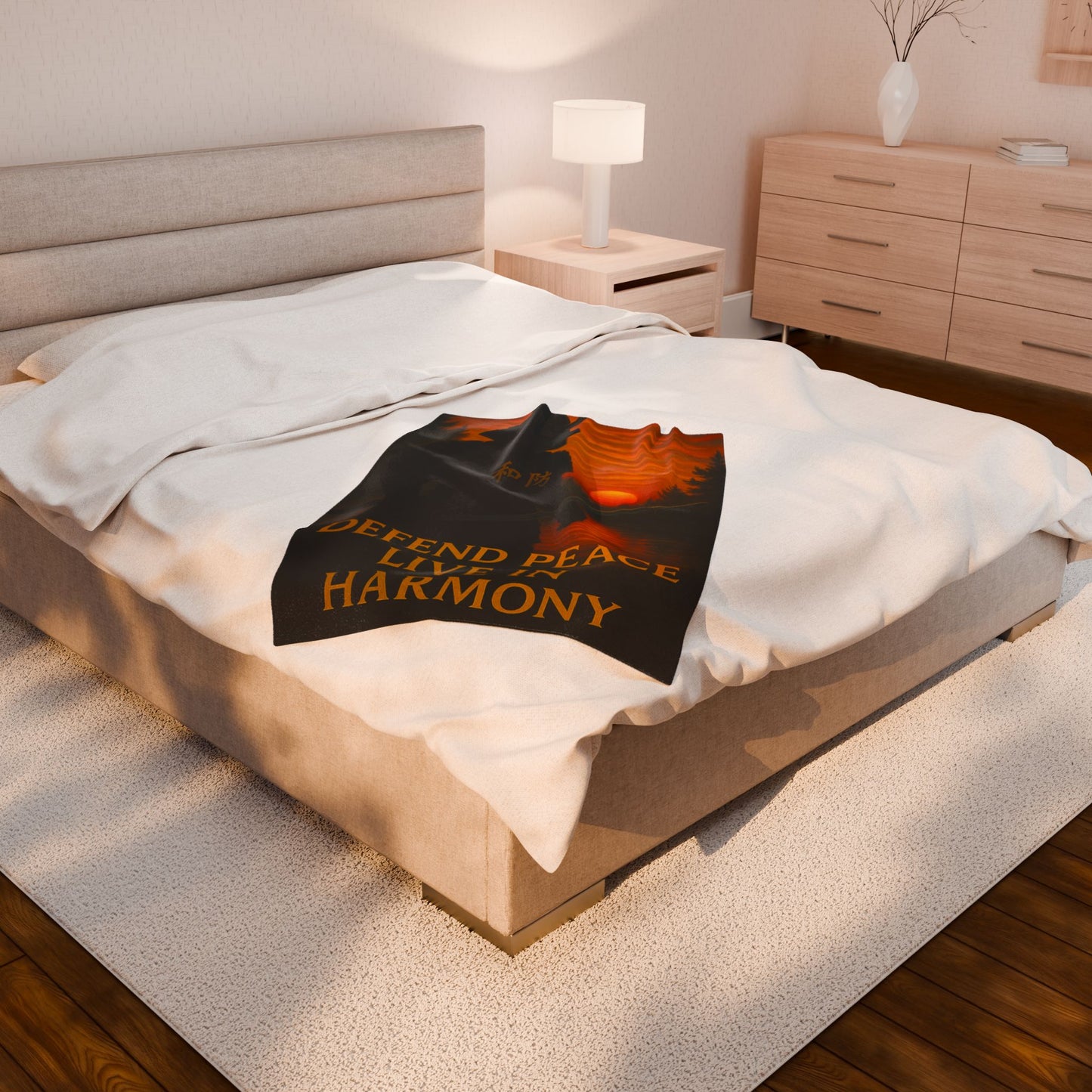 Samurai Peace Velveteen Plush Blanket - Cozy Home Decor, Gift for Gamers, Lounge, Meditation, Zen, Relaxation