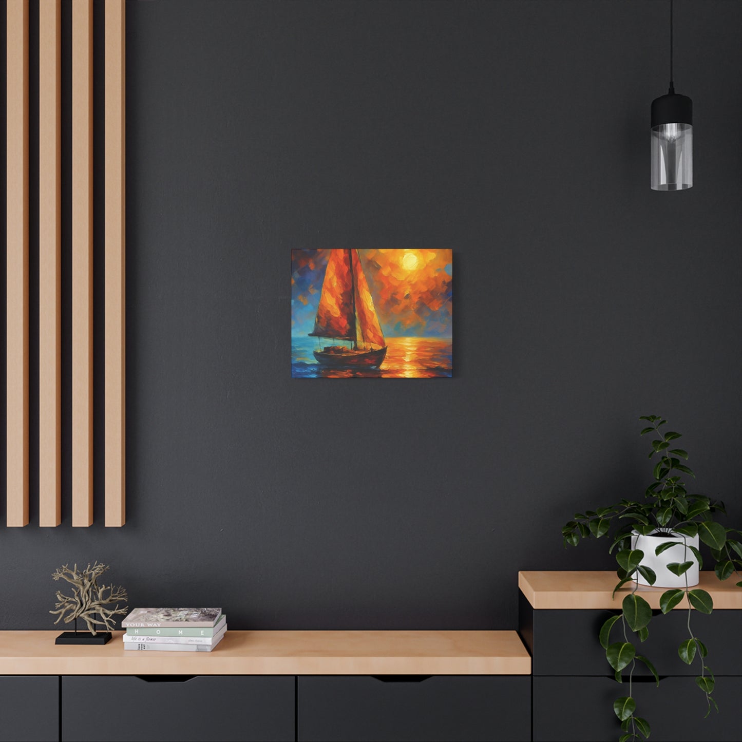 Canvas Art Print, Nautical Wall Decor, Sailboat Painting, Ocean Sunset, Home Decoration, Coastal Art