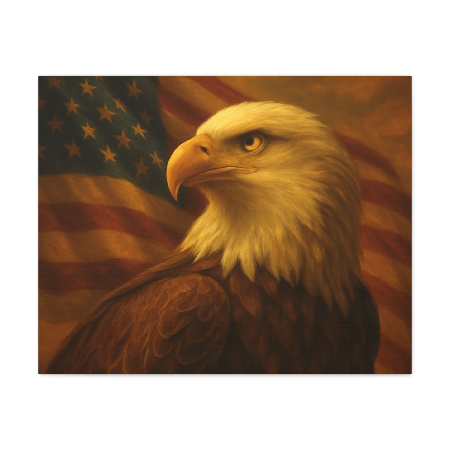 Patriotic Eagle Canvas Wall Art - American Flag Decor, Home Office, Gift for Veterans, National Holidays, Wall Decor