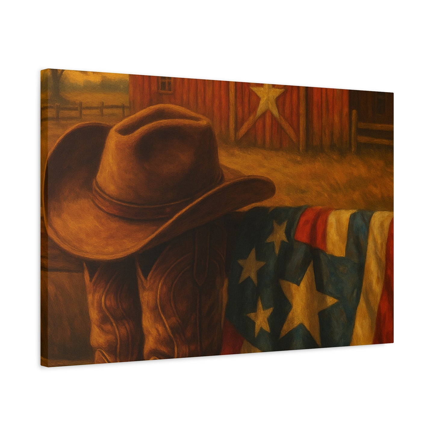 Rustic Canvas Art Print, Western Decor, Cowboy Hat and Boots, Americana Wall Art, Perfect Gift for Country Lovers