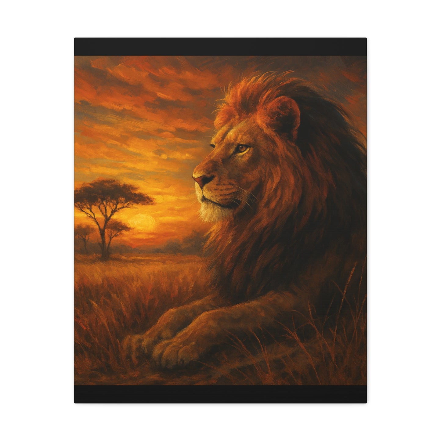 King of the Savanna - Lion Sunset Canvas