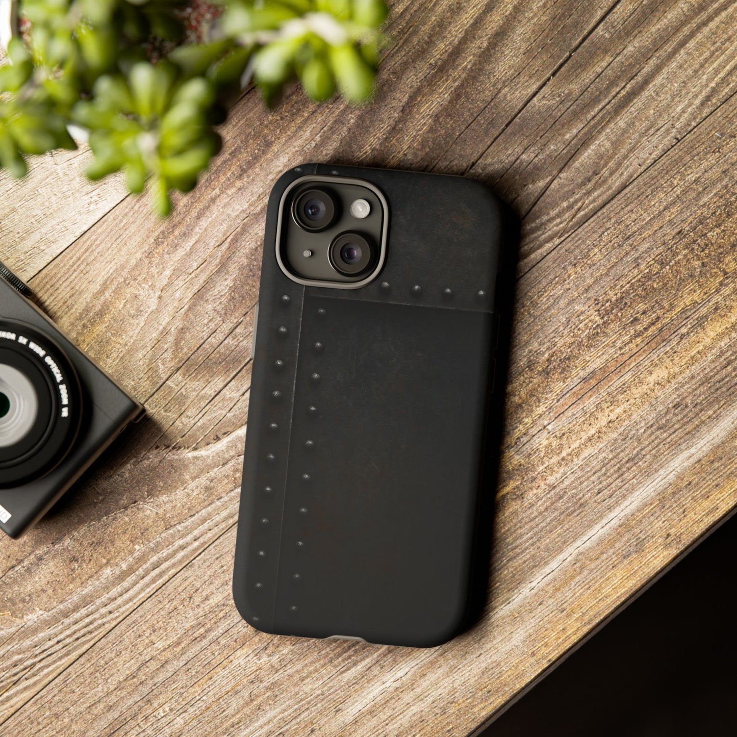 Steel & Smoke – Riveted Shadows Phone Case