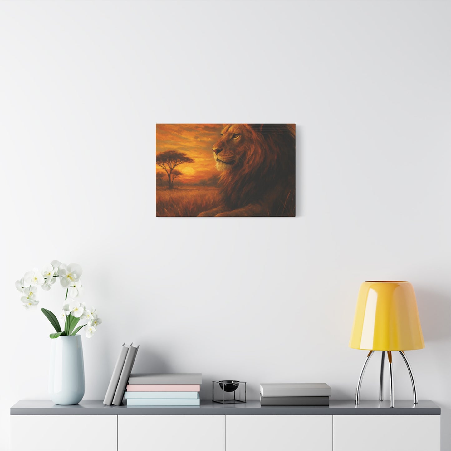 King of the Savanna - Lion Sunset Canvas