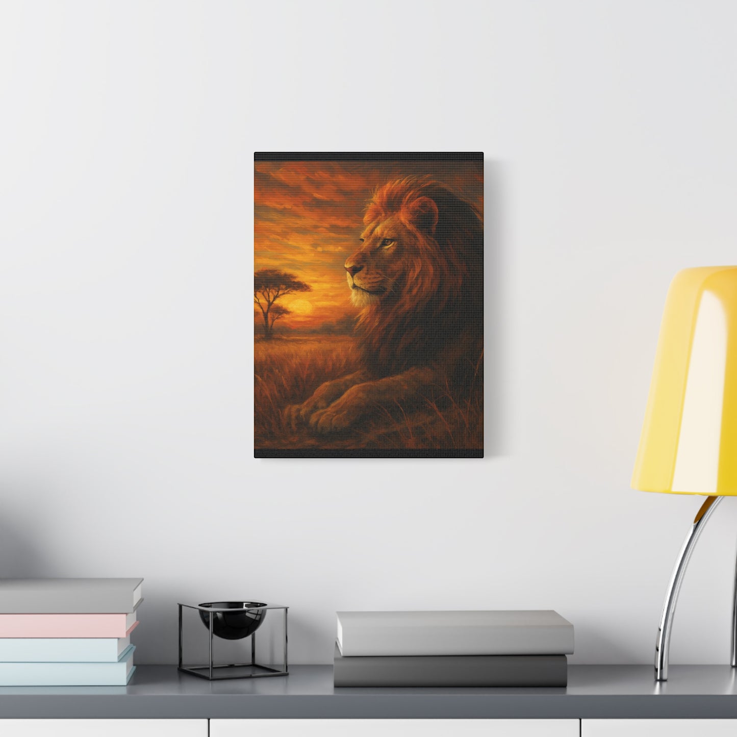 King of the Savanna - Lion Sunset Canvas