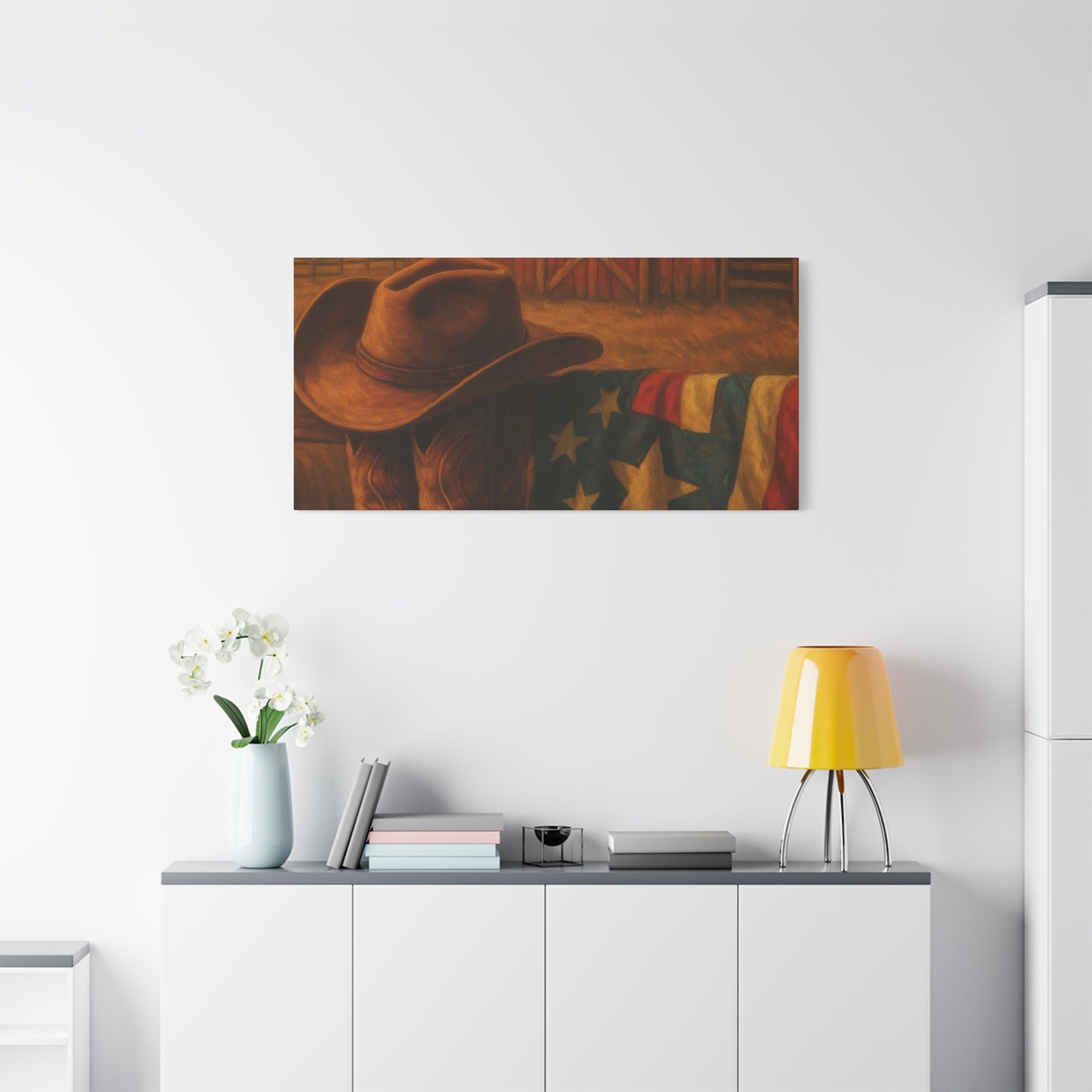 Rustic Canvas Art Print, Western Decor, Cowboy Hat and Boots, Americana Wall Art, Perfect Gift for Country Lovers