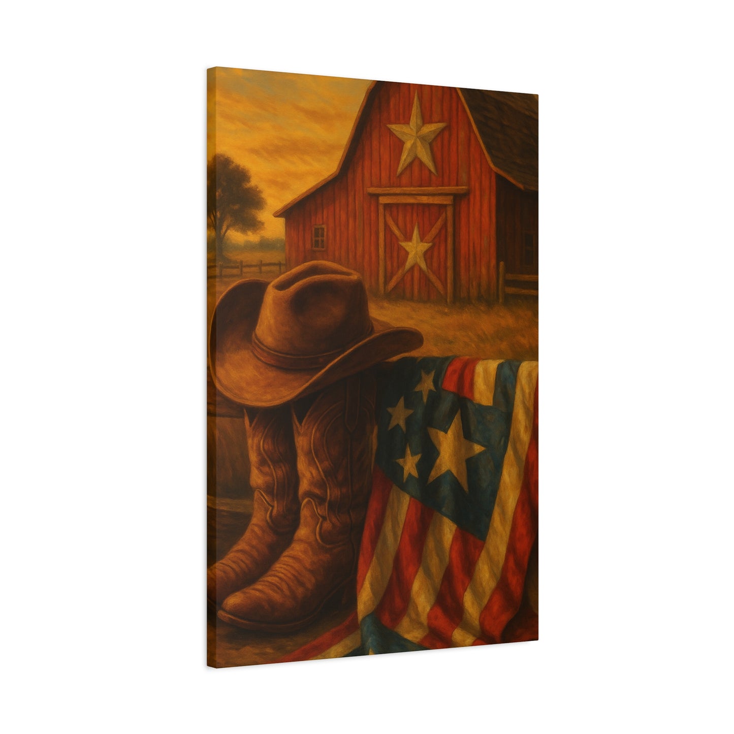 Rustic Canvas Art Print, Western Decor, Cowboy Hat and Boots, Americana Wall Art, Perfect Gift for Country Lovers