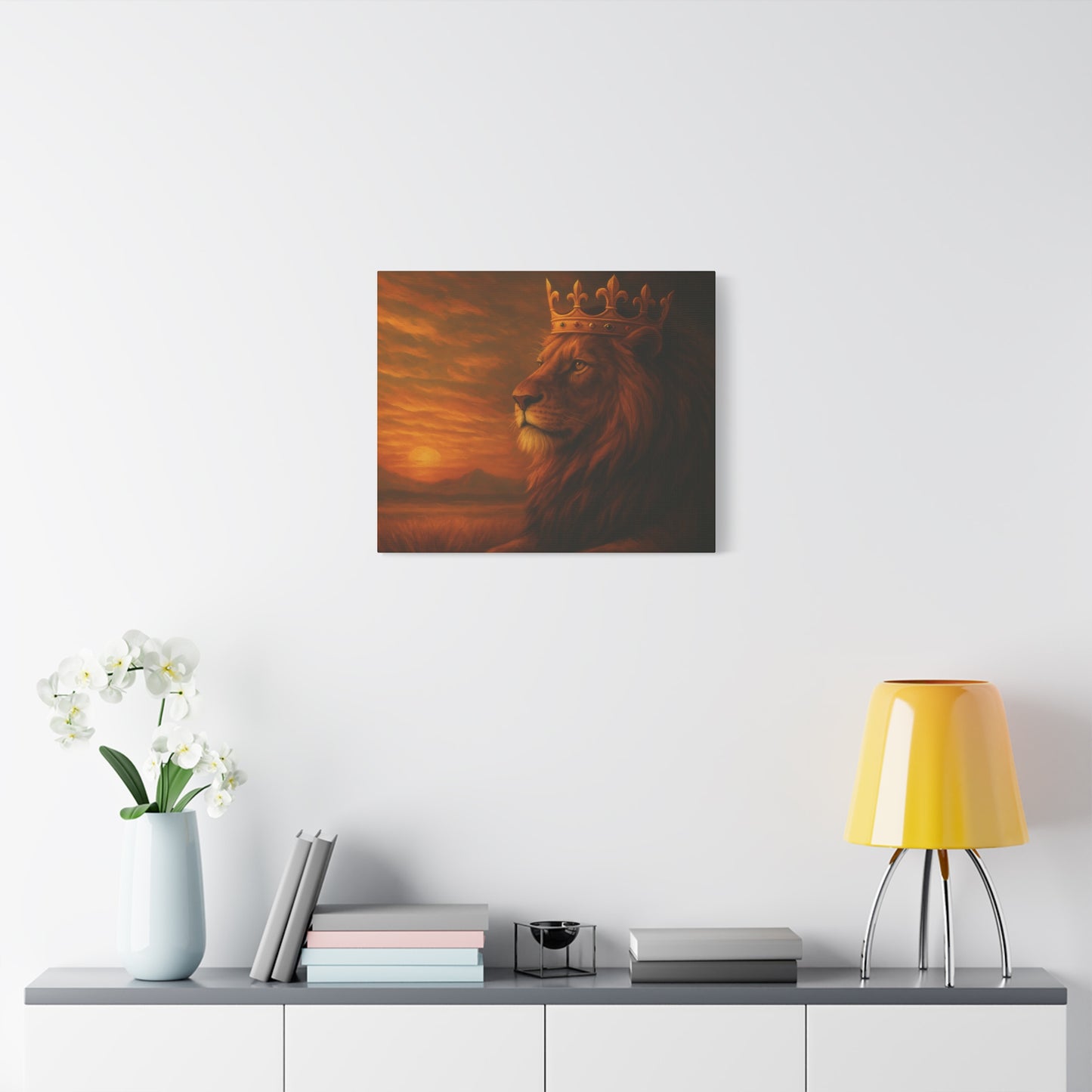 Majestic Lion Canvas Print, Animal Wall Art, Home Decor, Crowned Lion Artwork, Gift for Animal Lovers, Safari Themed Room
