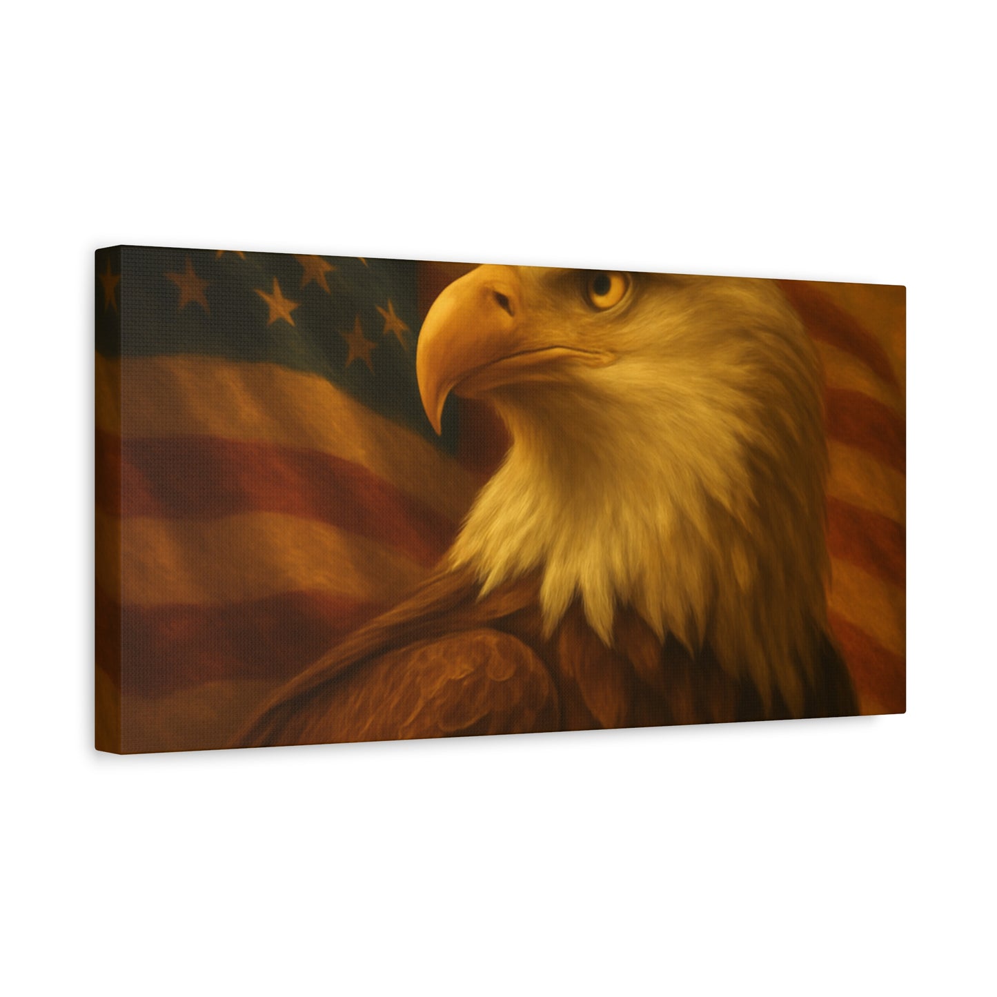 Patriotic Eagle Canvas Wall Art - American Flag Decor, Home Office, Gift for Veterans, National Holidays, Wall Decor