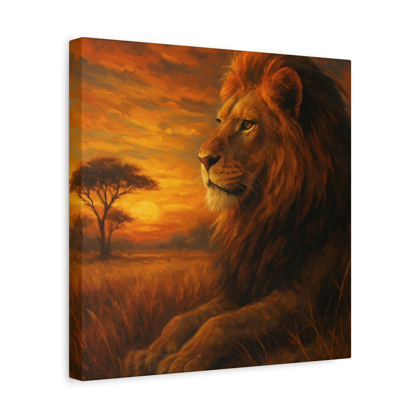 King of the Savanna - Lion Sunset Canvas