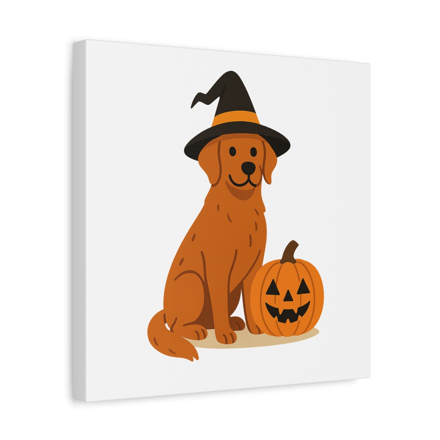 Halloween Dog Canvas Wall Art, Cute Golden Retriever with Pumpkin Decor, Pet Lover Gift, Autumn Home Decoration, Trick or Treat Wall Art