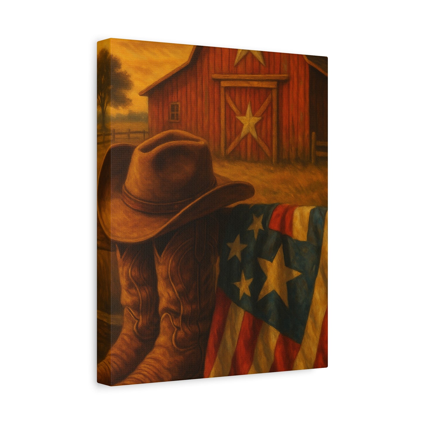 Rustic Canvas Art Print, Western Decor, Cowboy Hat and Boots, Americana Wall Art, Perfect Gift for Country Lovers