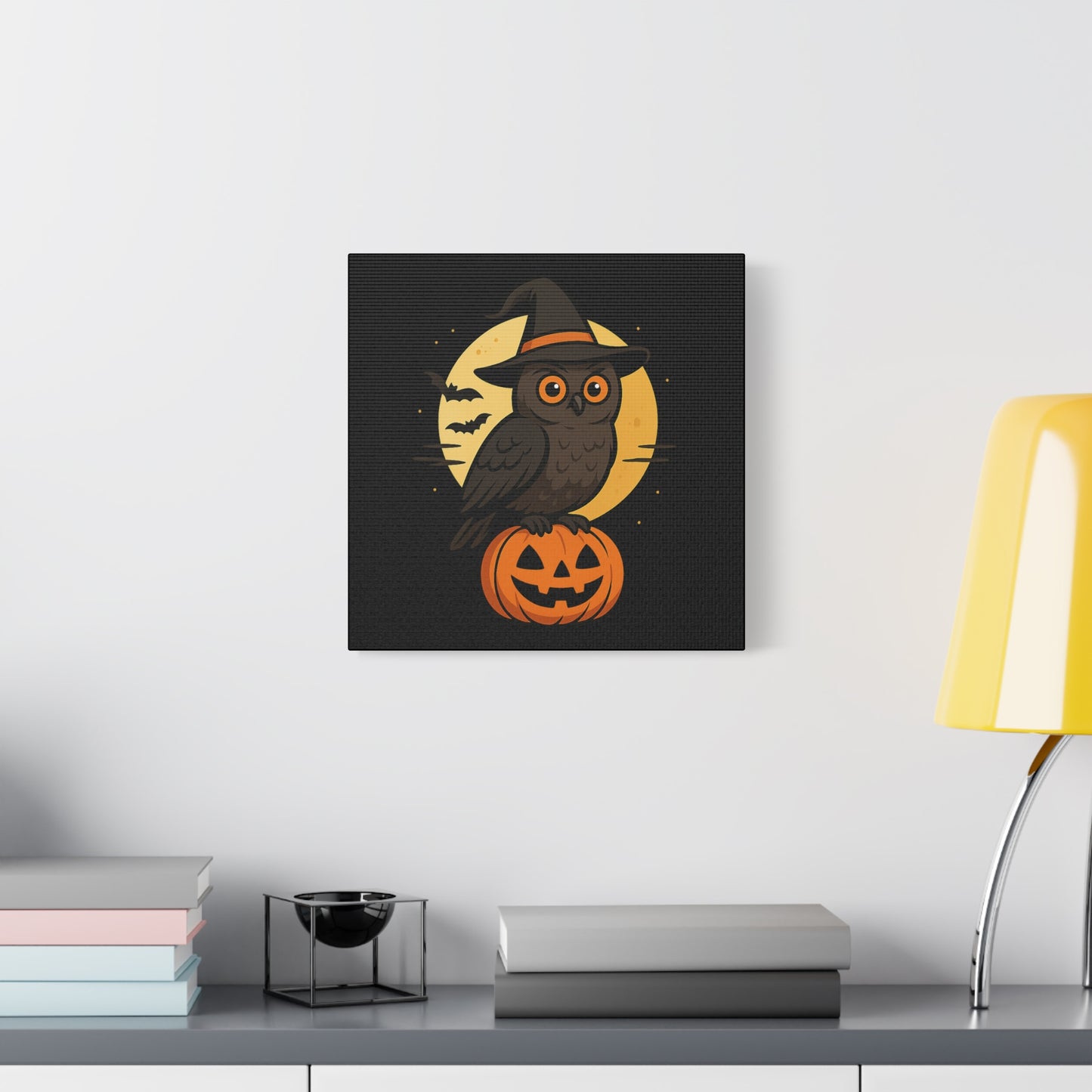 Halloween Owl Canvas Art, Spooky Home Decor, Fall Decorations, Witchy Wall Art, Pumpkin Artwork, Boo-tiful Gift