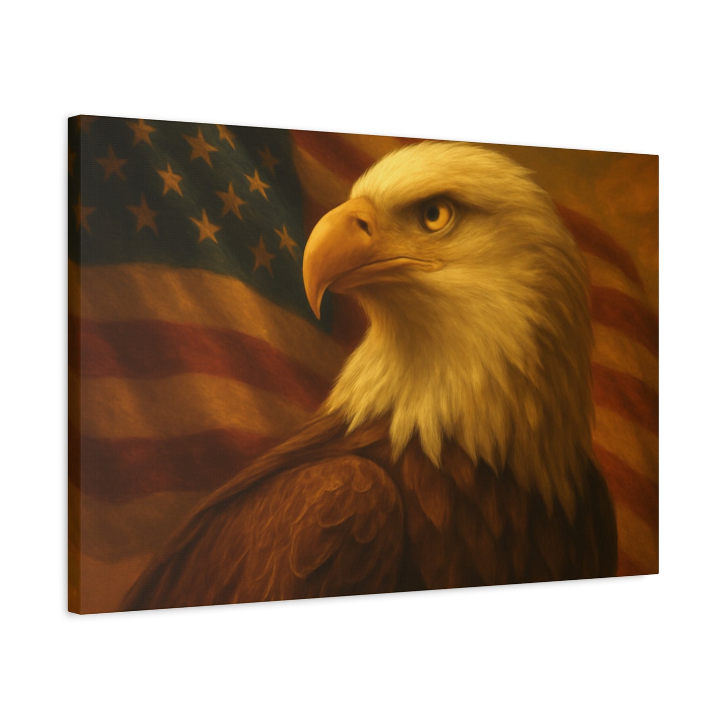 Patriotic Eagle Canvas Wall Art - American Flag Decor, Home Office, Gift for Veterans, National Holidays, Wall Decor