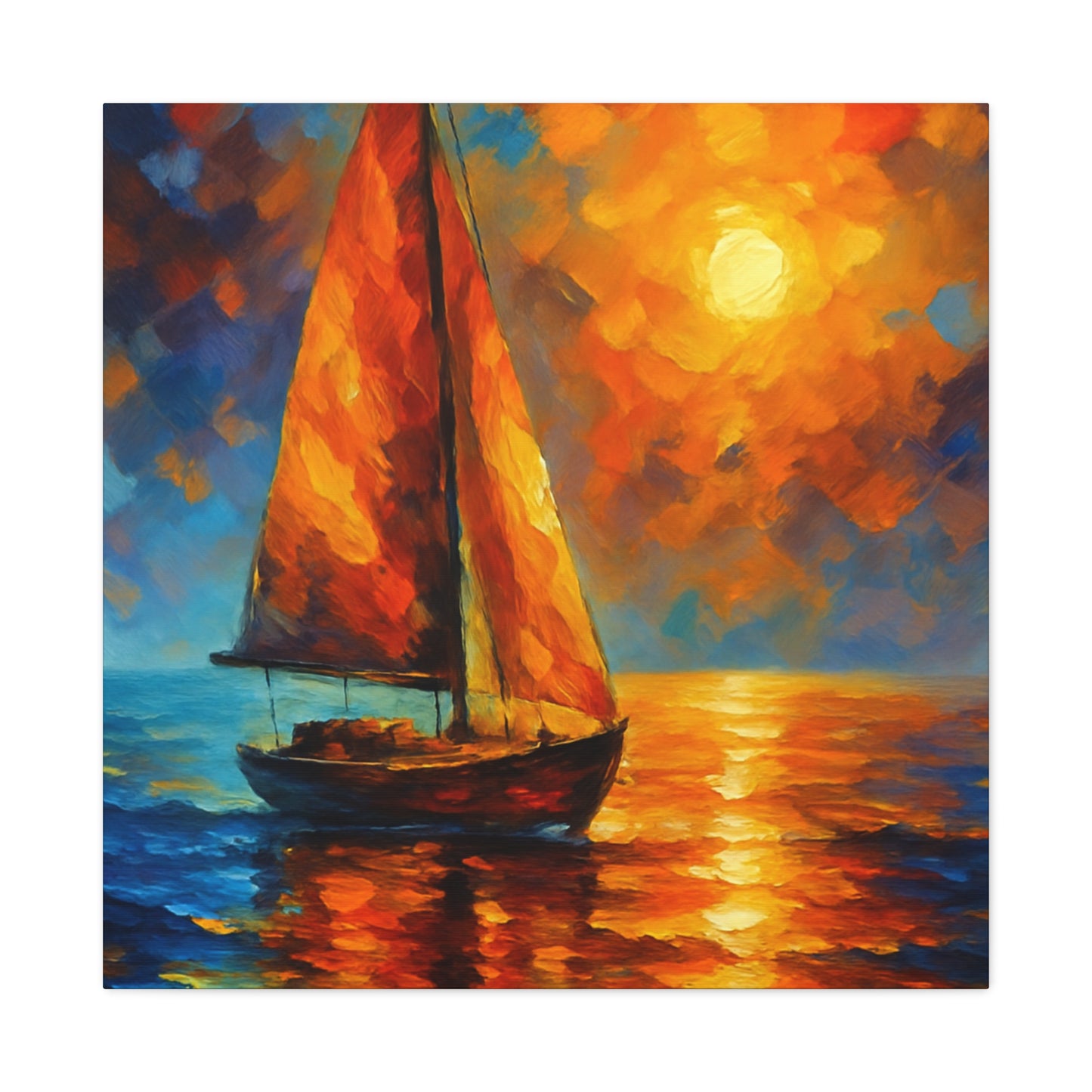 Canvas Art Print, Nautical Wall Decor, Sailboat Painting, Ocean Sunset, Home Decoration, Coastal Art