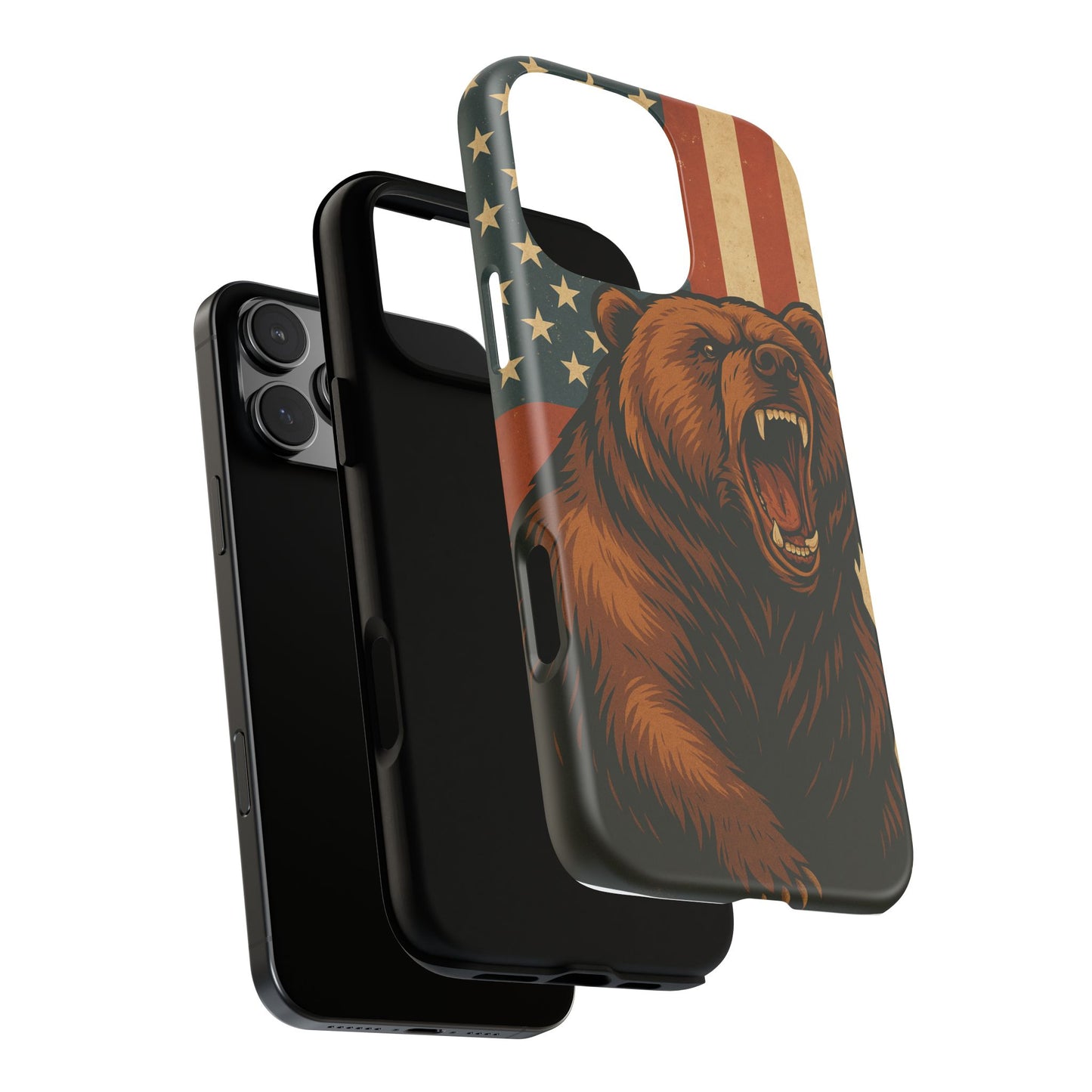 Tough Cases - Patriotic Bear Phone Case, Custom Phone Cover, Strong Protective Case, USA Flag Design, Gift for Outdoors Lovers