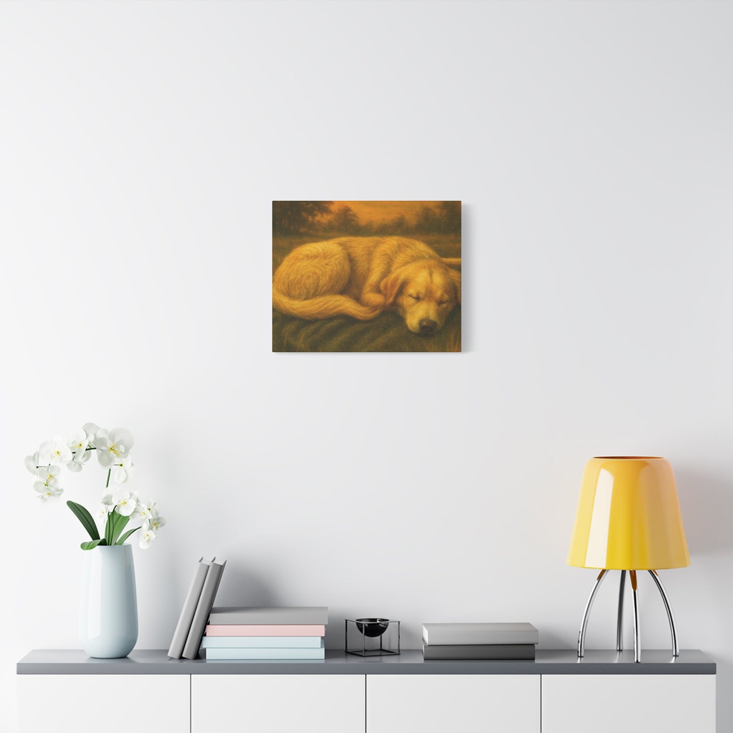 Golden Retriever Art Canvas Print, Dog Lovers Decor, Warm Home Wall Art, Gift for Pet Owners, Relaxing Pet Artwork