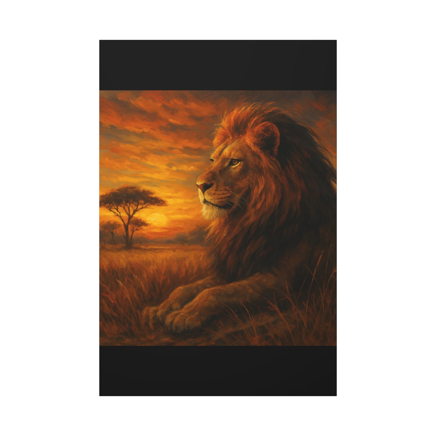 King of the Savanna - Lion Sunset Canvas