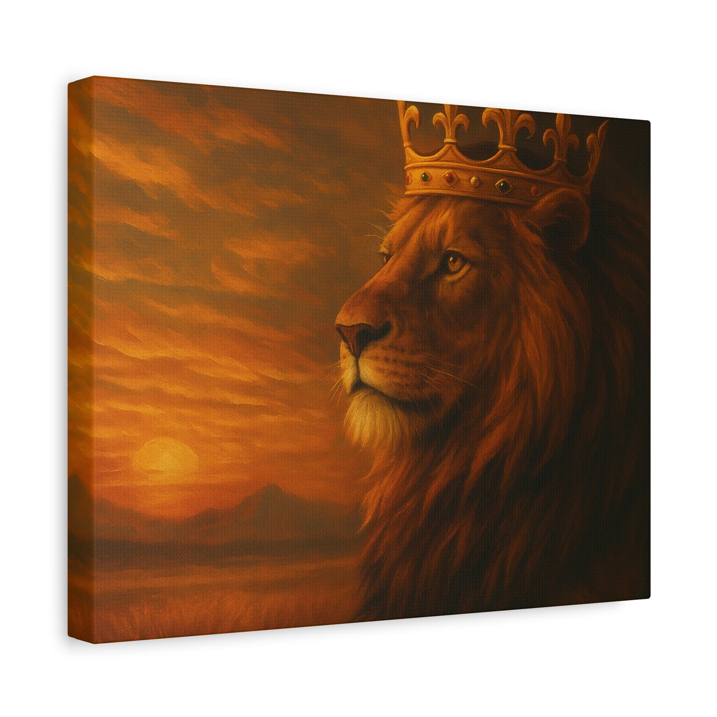 Majestic Lion Canvas Print, Animal Wall Art, Home Decor, Crowned Lion Artwork, Gift for Animal Lovers, Safari Themed Room