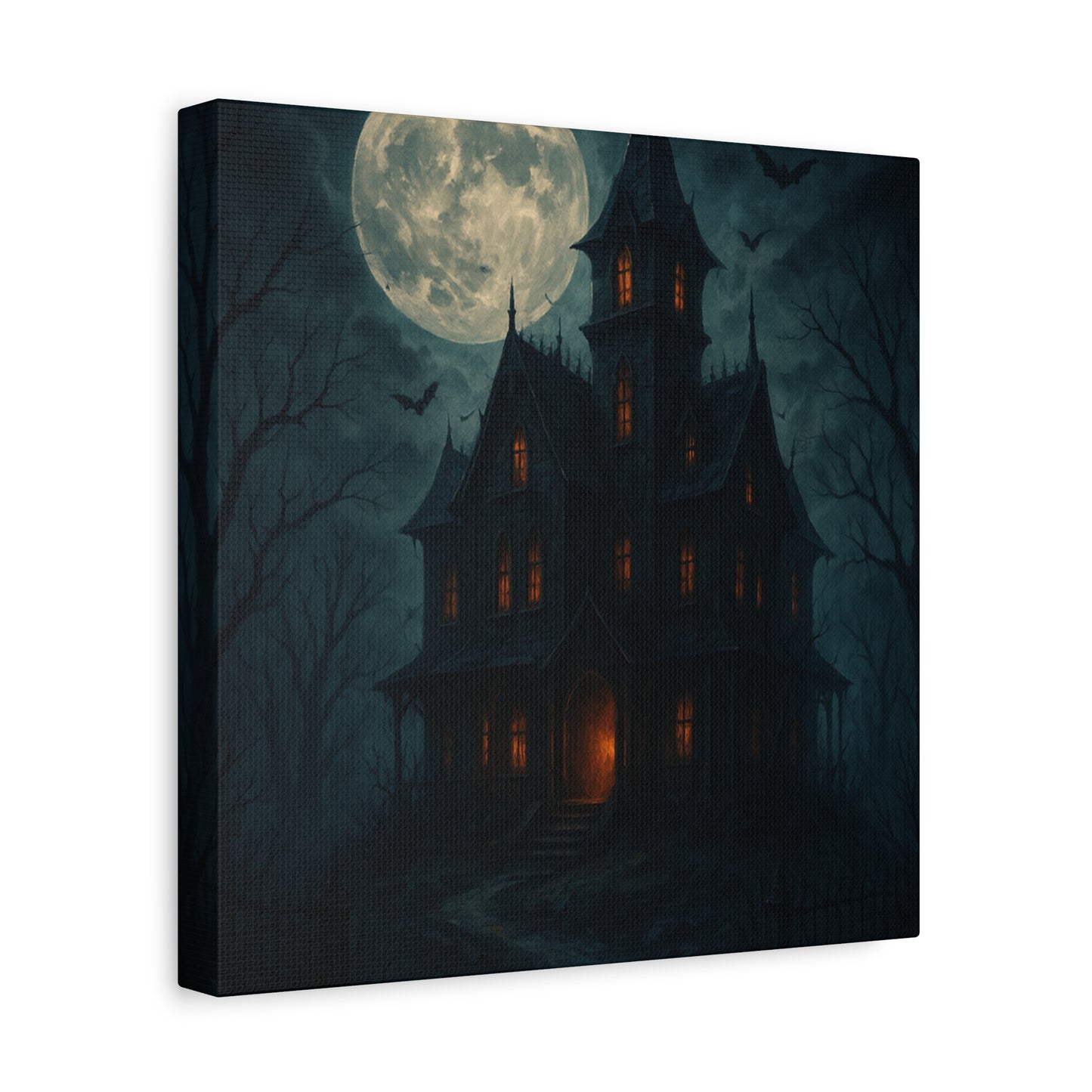 Haunted House Canvas Art Print, Gothic Wall Decor, Spooky Home Decor, Halloween Artwork, Horror Theme Decoration