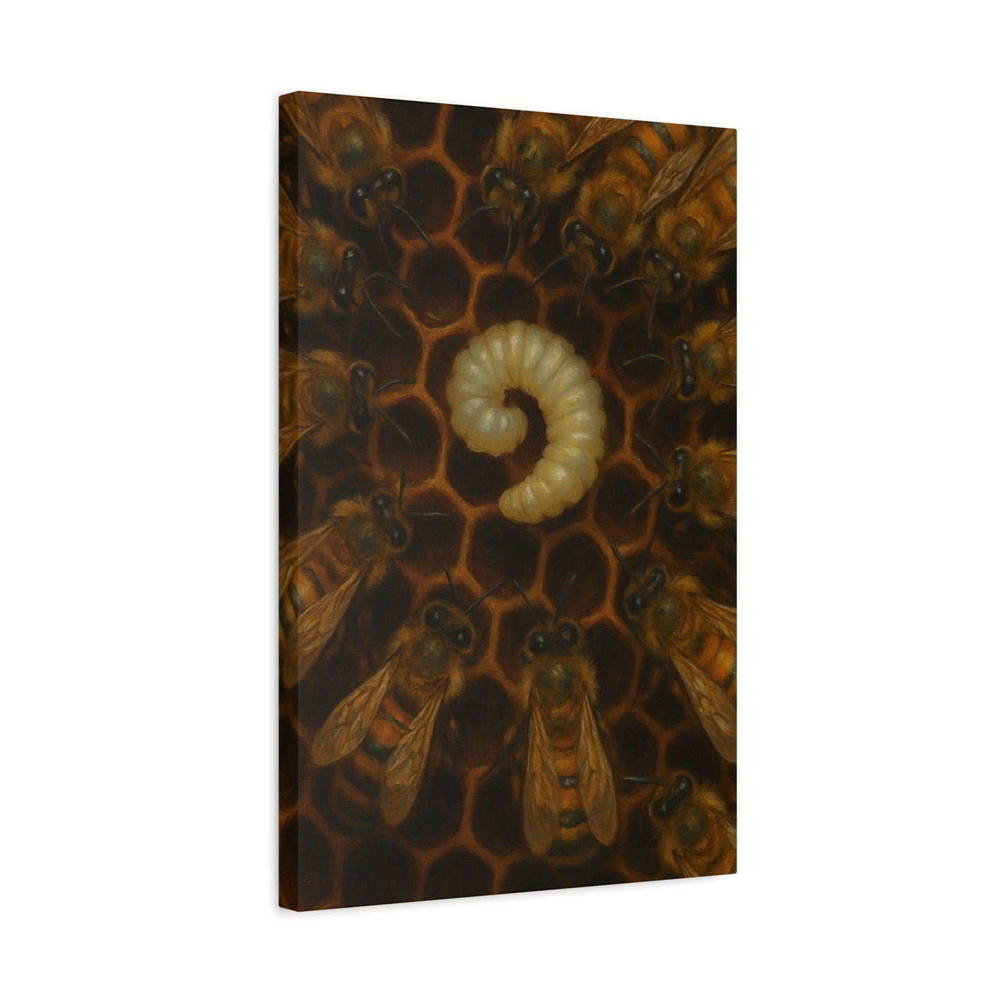 Bee Themed Wall Art Canvas, Honeycomb Decor, Nature Lover Gift, Nursery Decoration, Botanical Wall Art, Insect Art Print