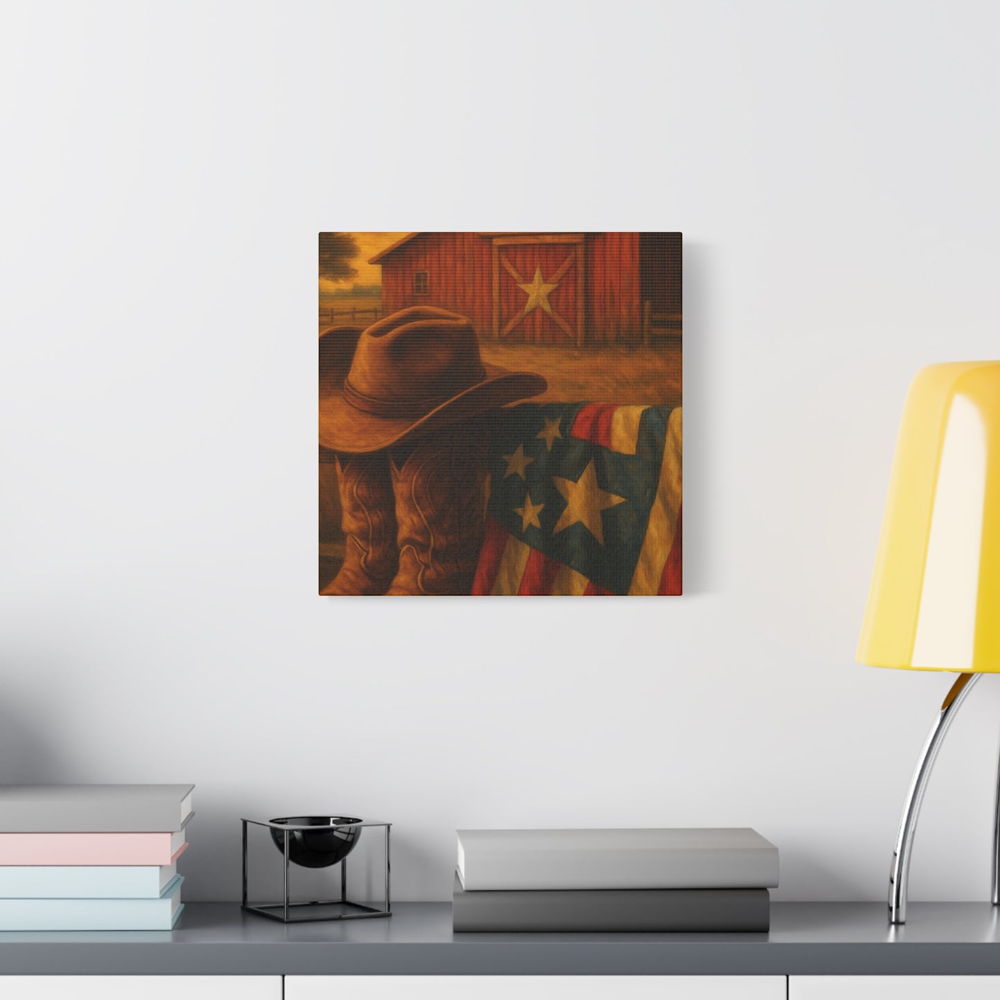 Rustic Canvas Art Print, Western Decor, Cowboy Hat and Boots, Americana Wall Art, Perfect Gift for Country Lovers