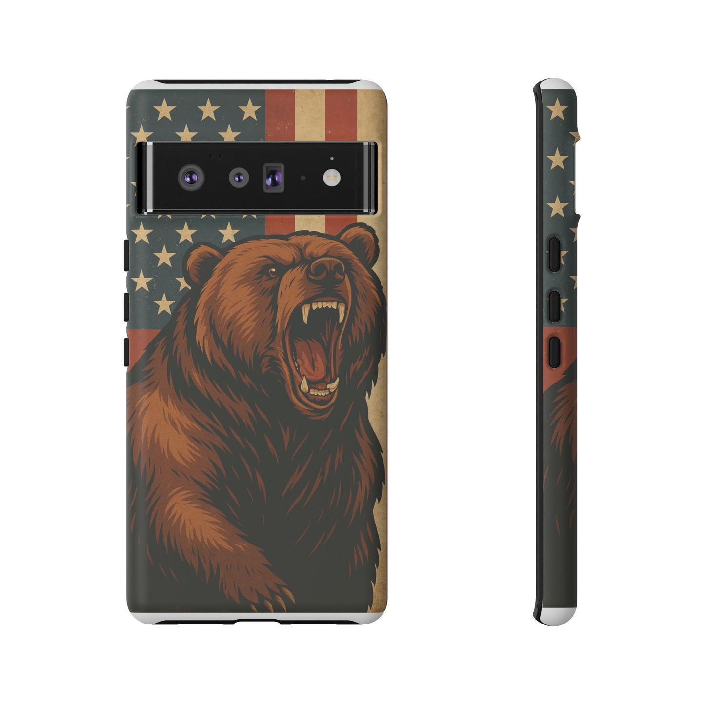 Tough Cases - Patriotic Bear Phone Case, Custom Phone Cover, Strong Protective Case, USA Flag Design, Gift for Outdoors Lovers