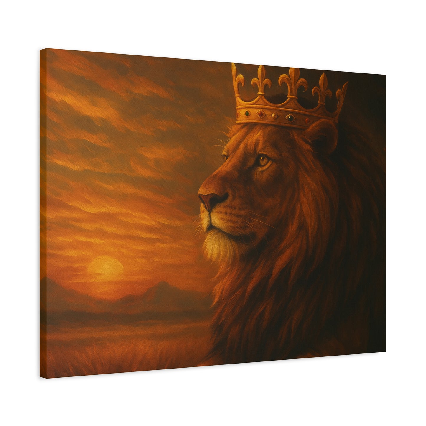 Majestic Lion Canvas Print, Animal Wall Art, Home Decor, Crowned Lion Artwork, Gift for Animal Lovers, Safari Themed Room