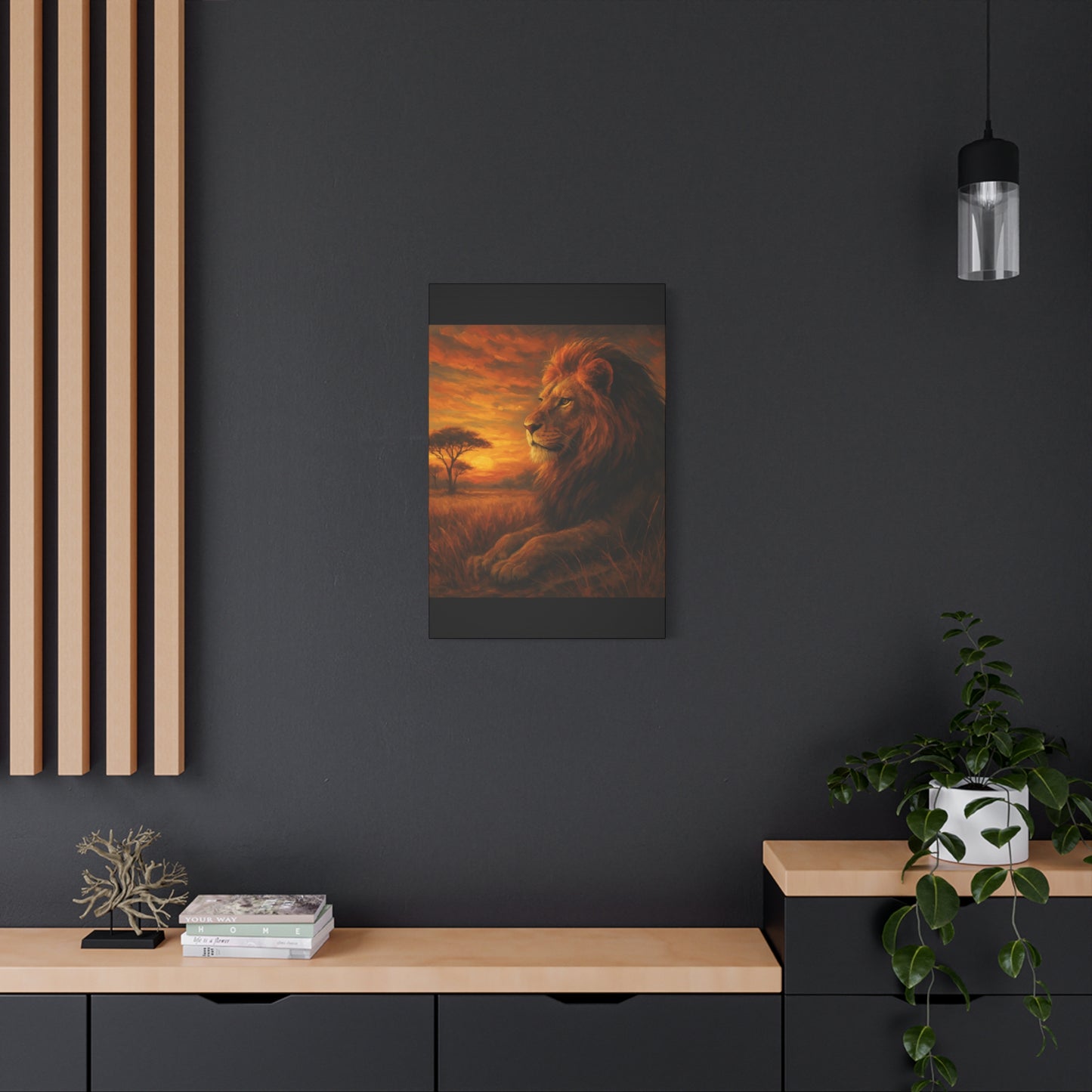 King of the Savanna - Lion Sunset Canvas