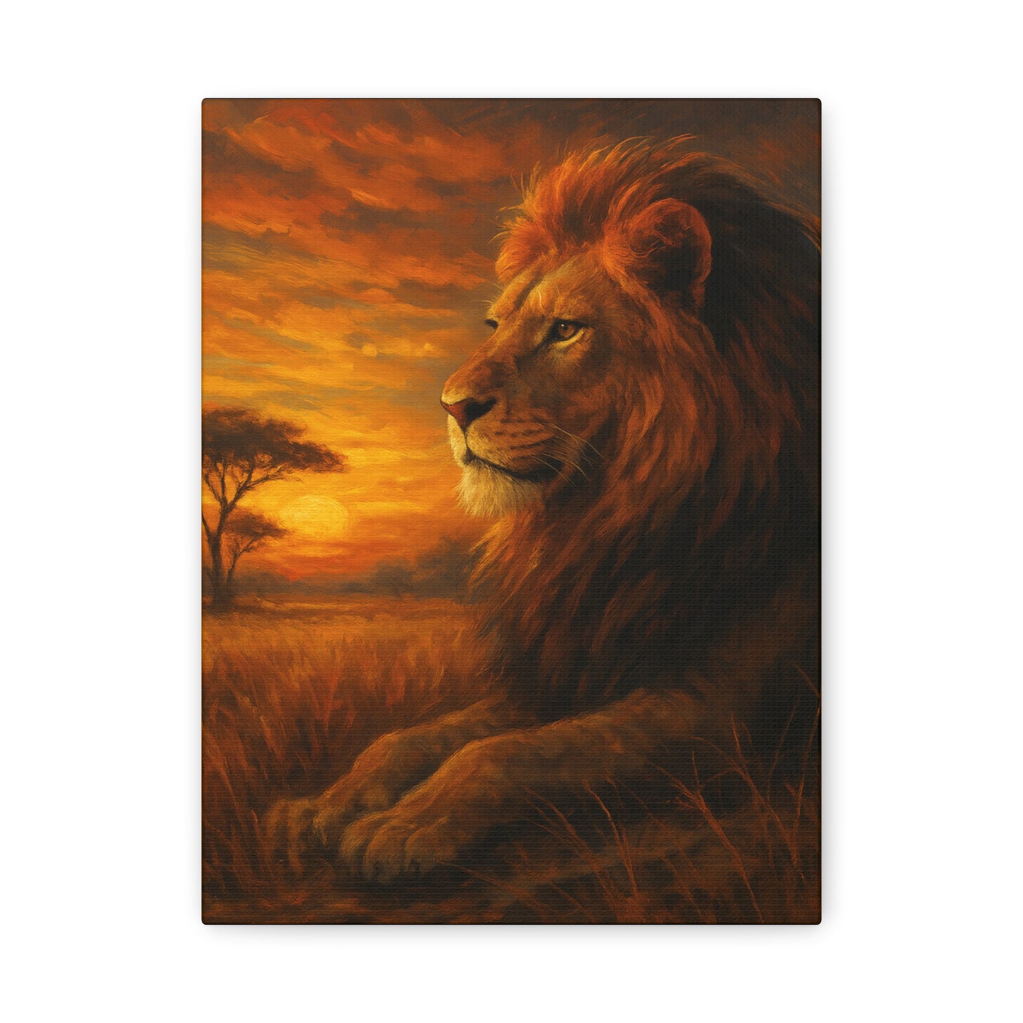 King of the Savanna - Lion Sunset Canvas