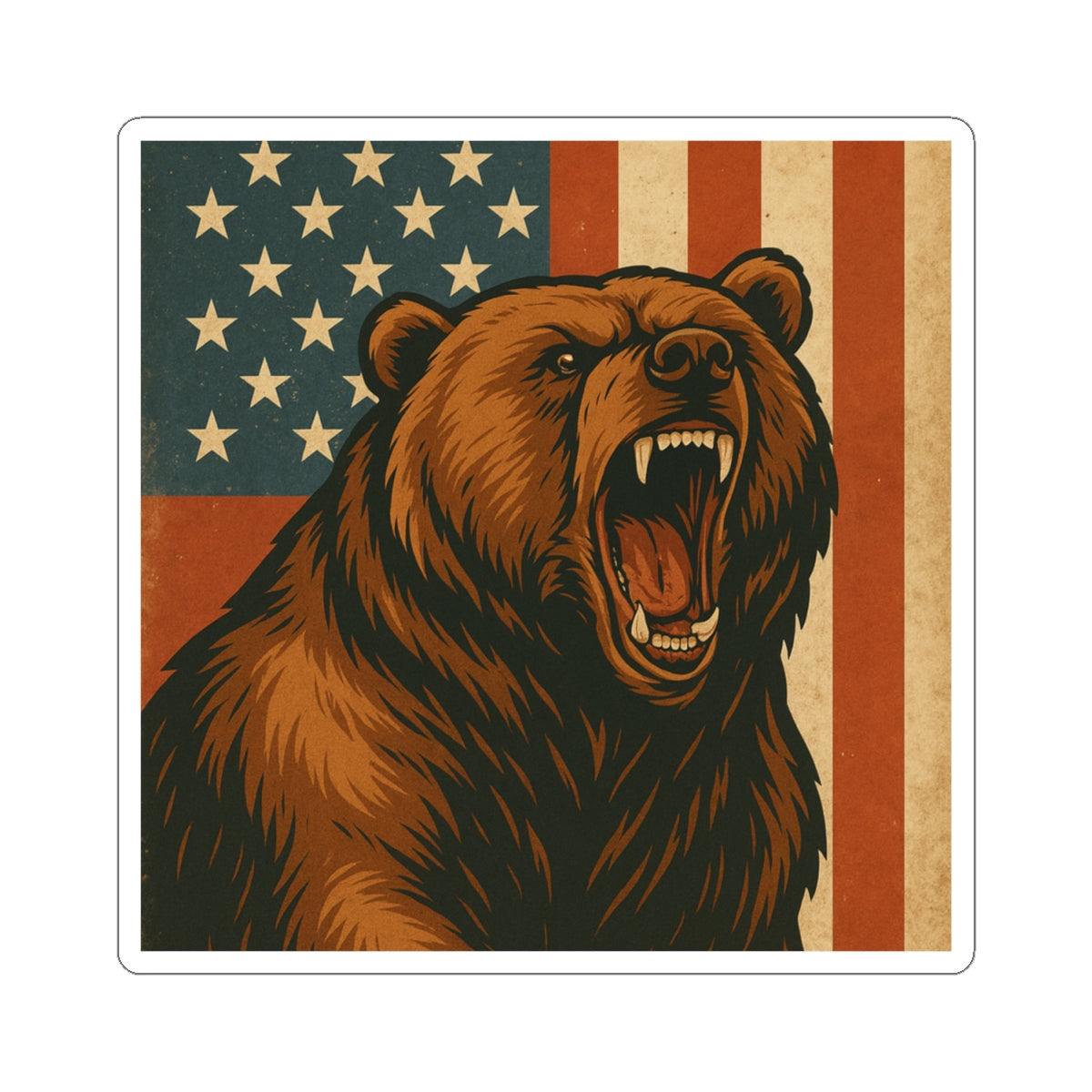 Patriotic Bear Kiss-Cut Stickers | VSCO Stickers, Laptop Decals, Wilderness Decor, USA Pride, Gifts for Nature Lovers
