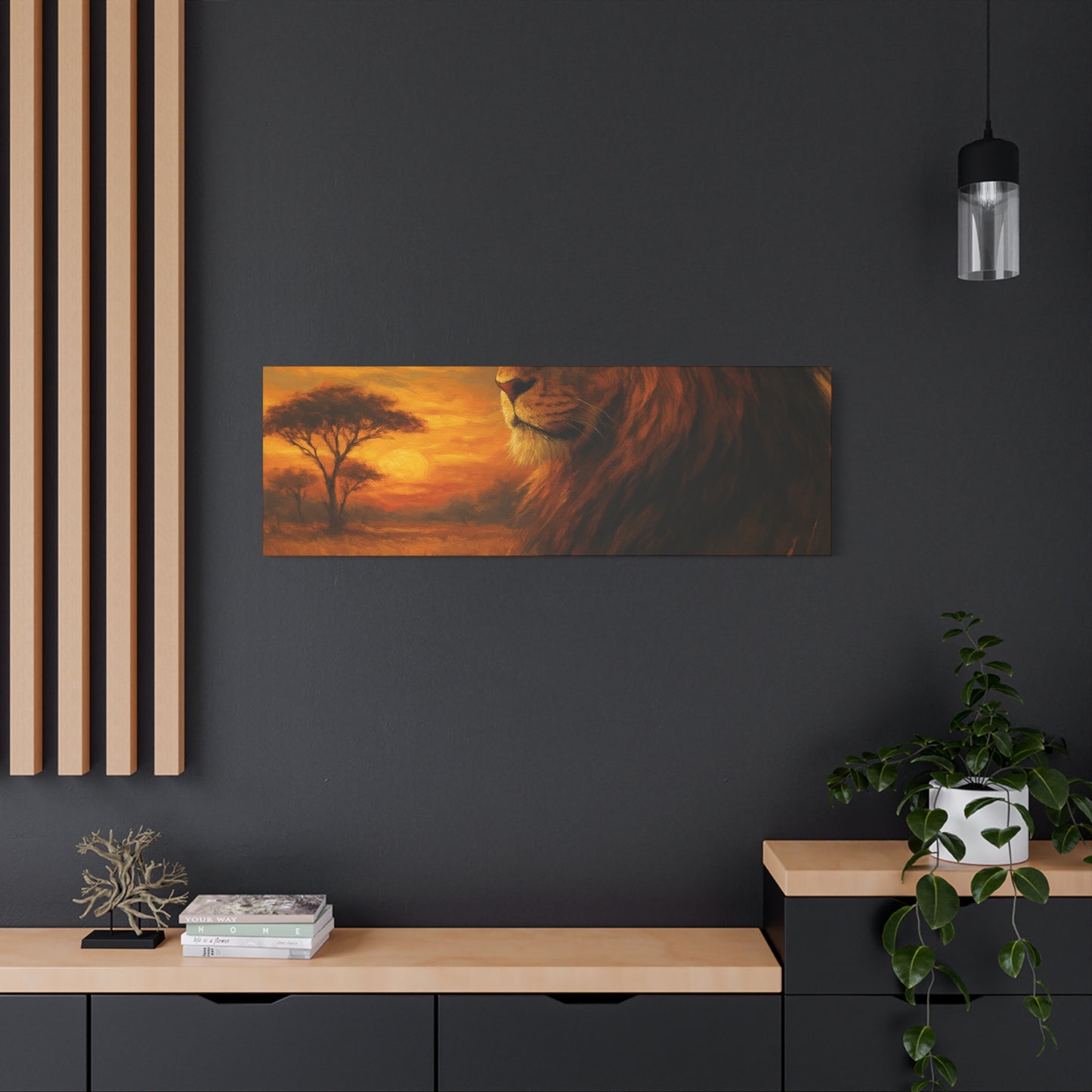 King of the Savanna - Lion Sunset Canvas