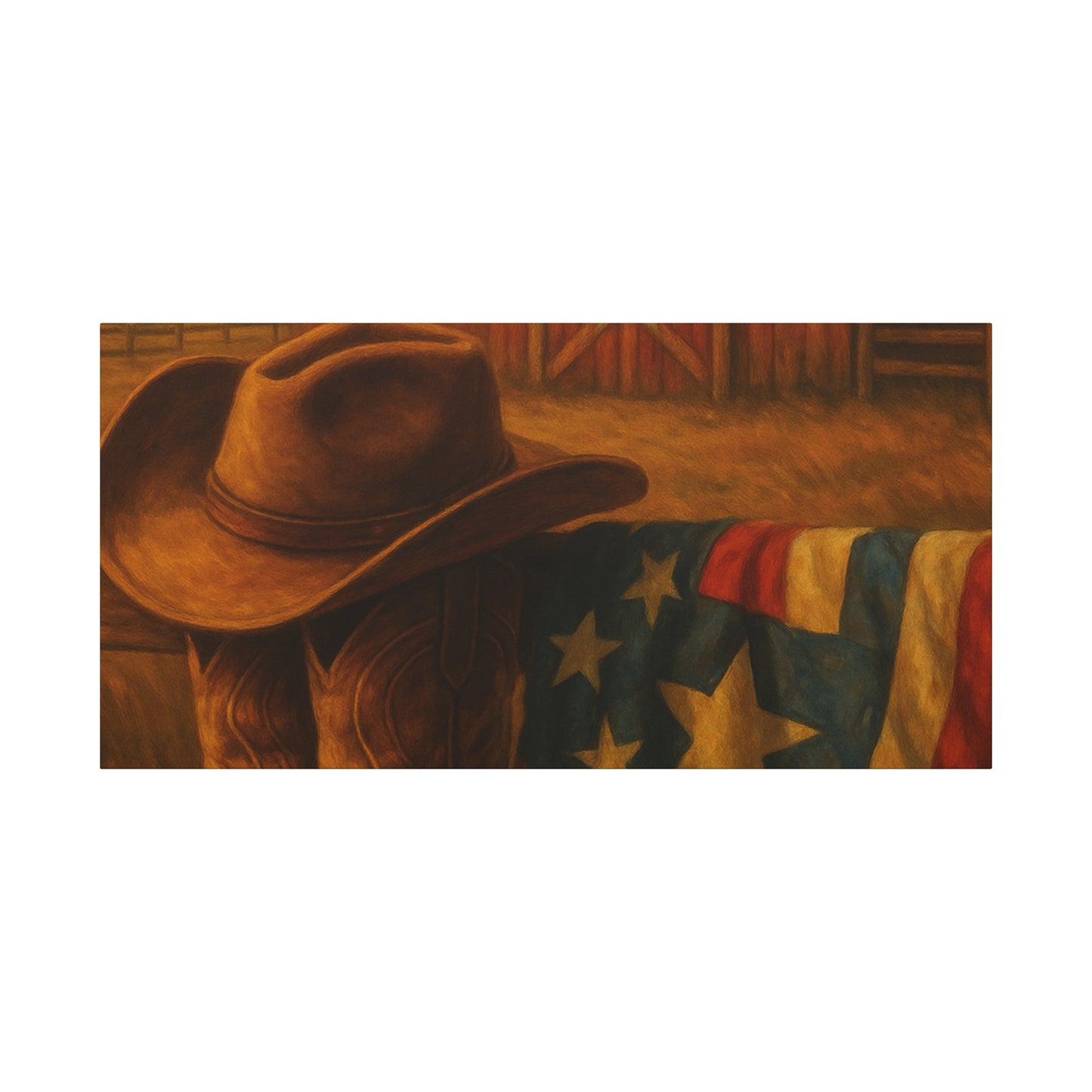 Rustic Canvas Art Print, Western Decor, Cowboy Hat and Boots, Americana Wall Art, Perfect Gift for Country Lovers