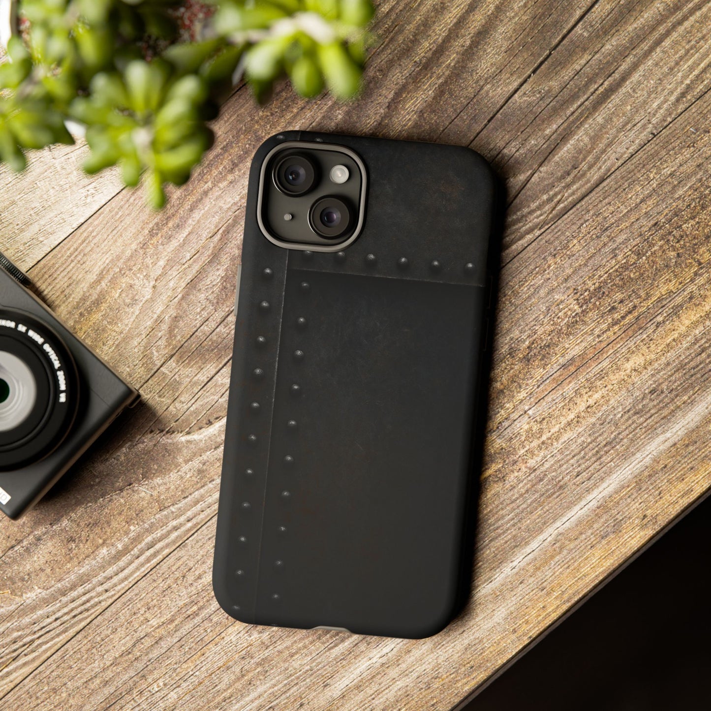 Steel & Smoke – Riveted Shadows Phone Case