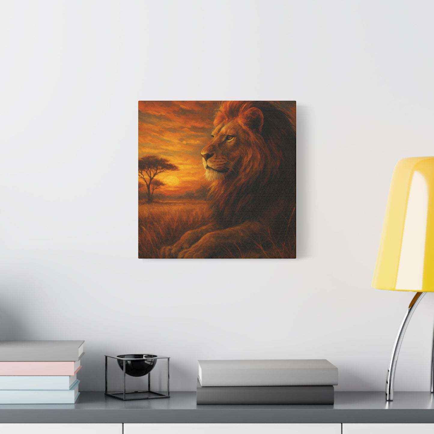 King of the Savanna - Lion Sunset Canvas