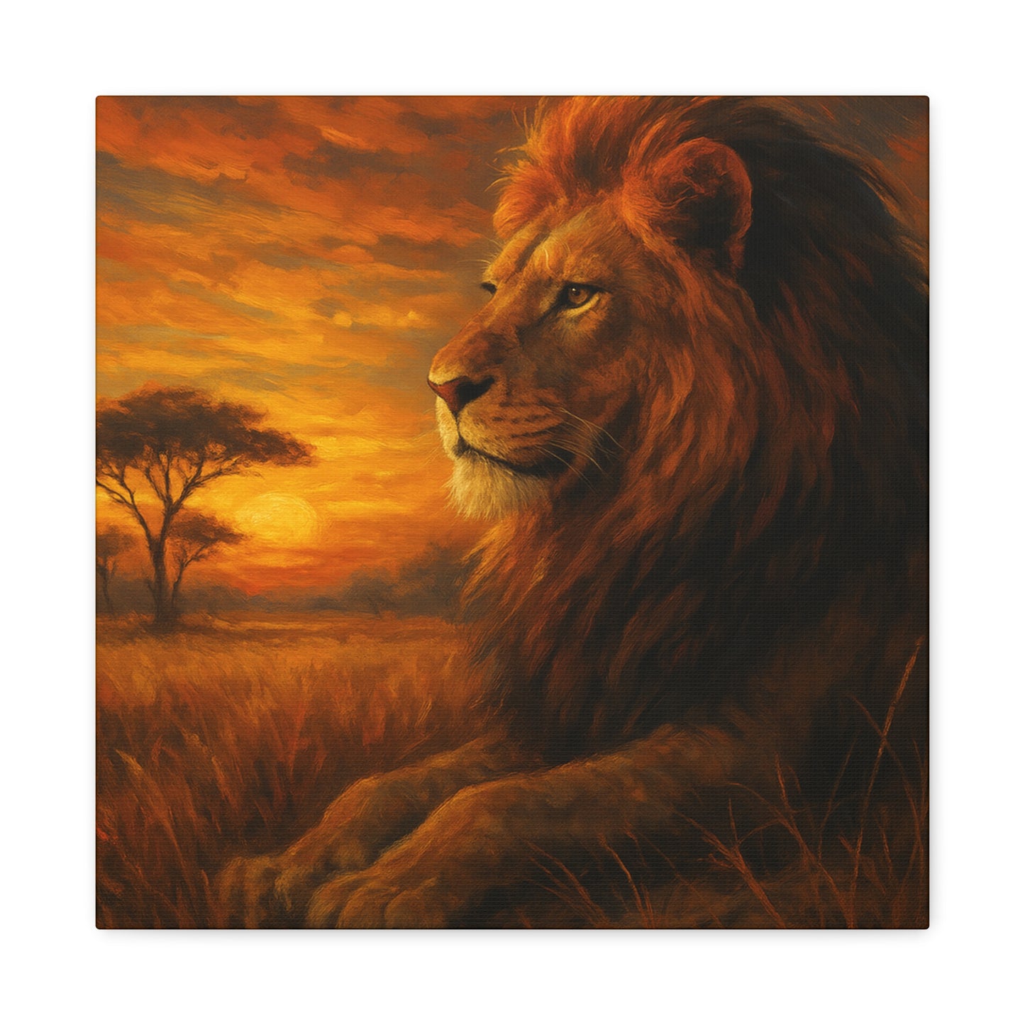 King of the Savanna - Lion Sunset Canvas