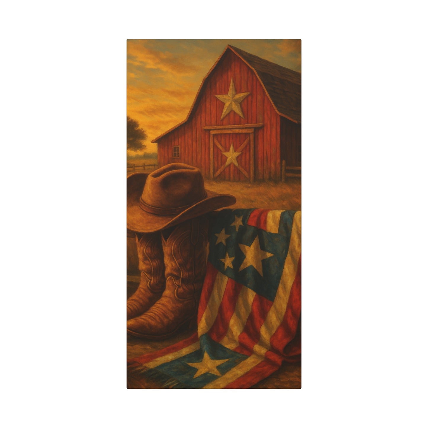 Rustic Canvas Art Print, Western Decor, Cowboy Hat and Boots, Americana Wall Art, Perfect Gift for Country Lovers