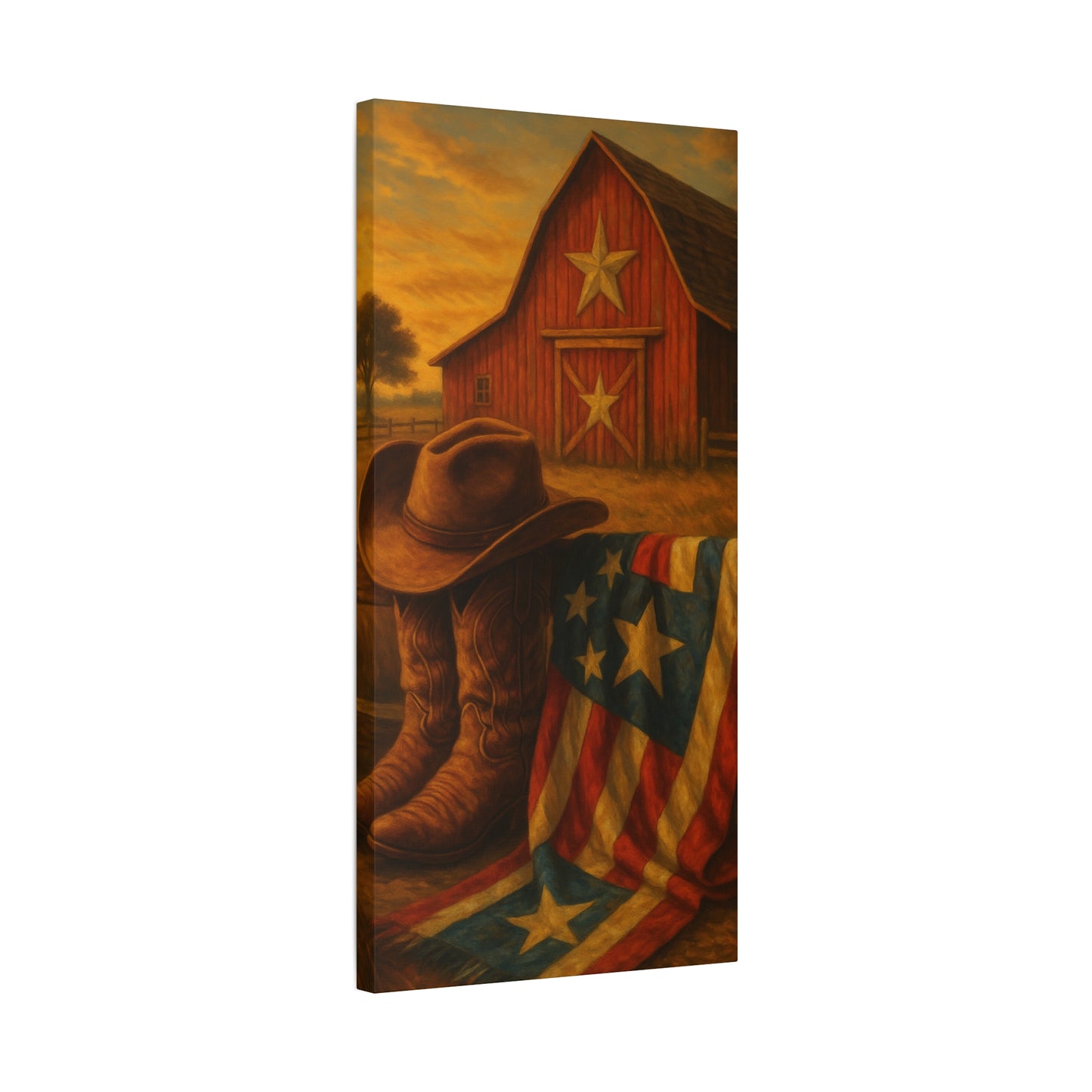 Rustic Canvas Art Print, Western Decor, Cowboy Hat and Boots, Americana Wall Art, Perfect Gift for Country Lovers
