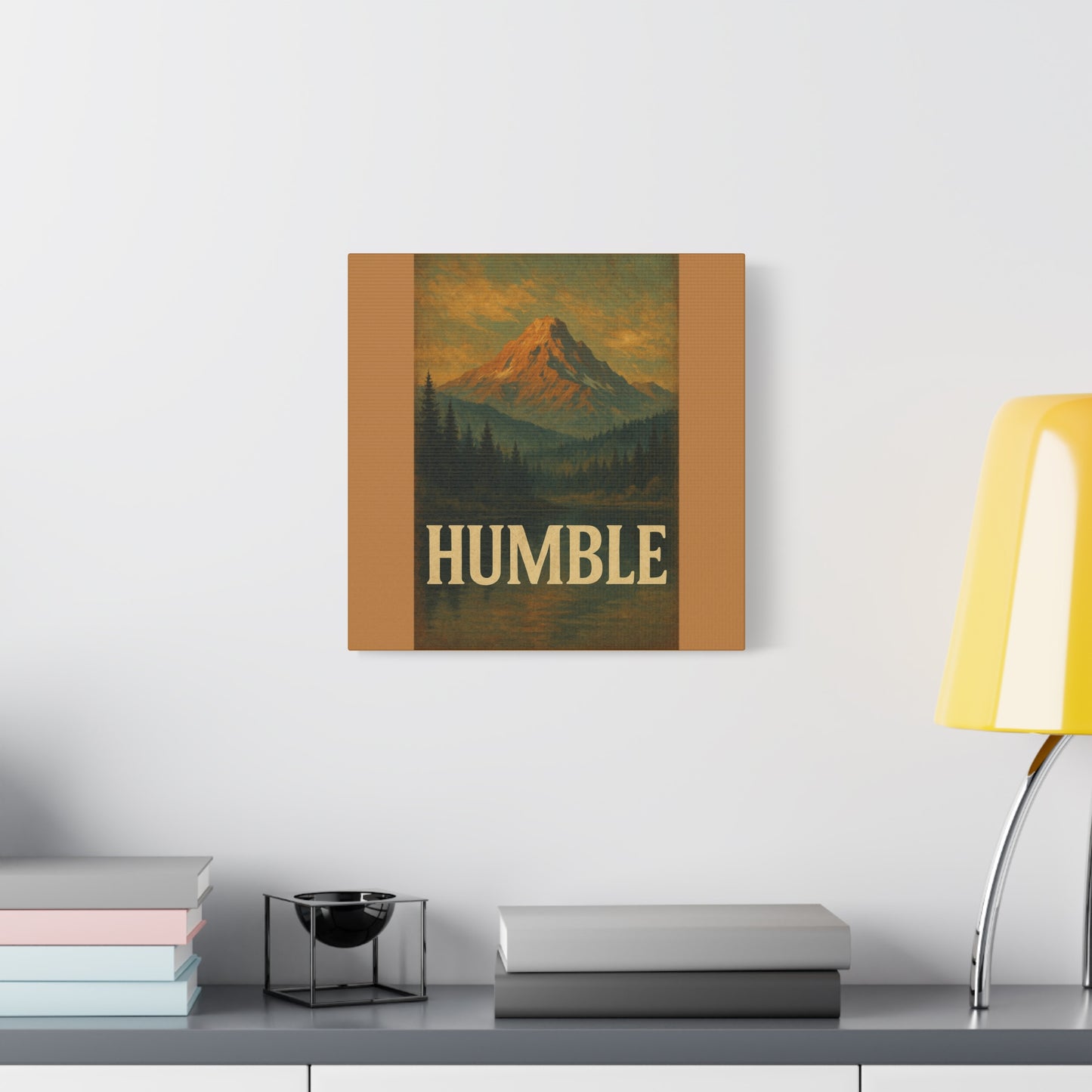Humble Canvas Wall Art, Rustic Home Decor, Mountain Landscape Art, Inspirational Quotes Wall Art, Nature-Inspired Gift