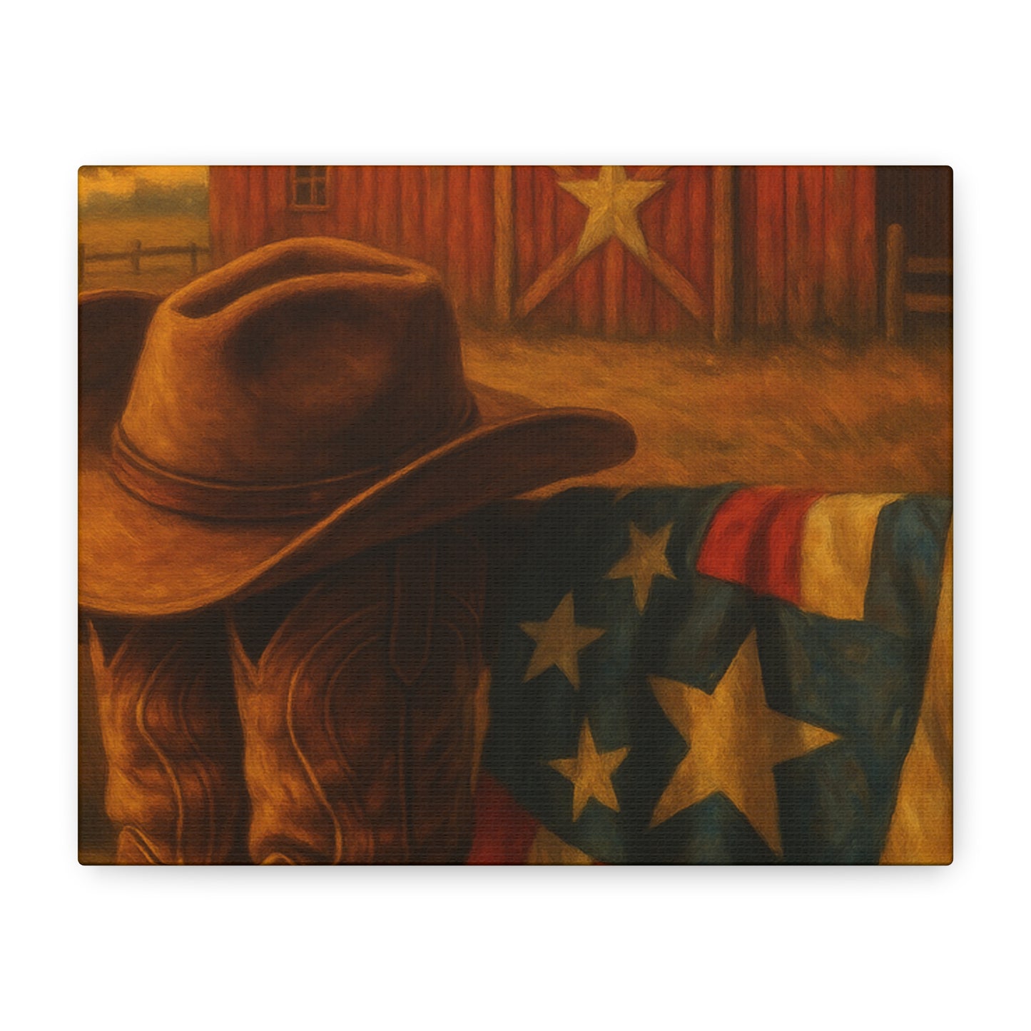 Rustic Canvas Art Print, Western Decor, Cowboy Hat and Boots, Americana Wall Art, Perfect Gift for Country Lovers