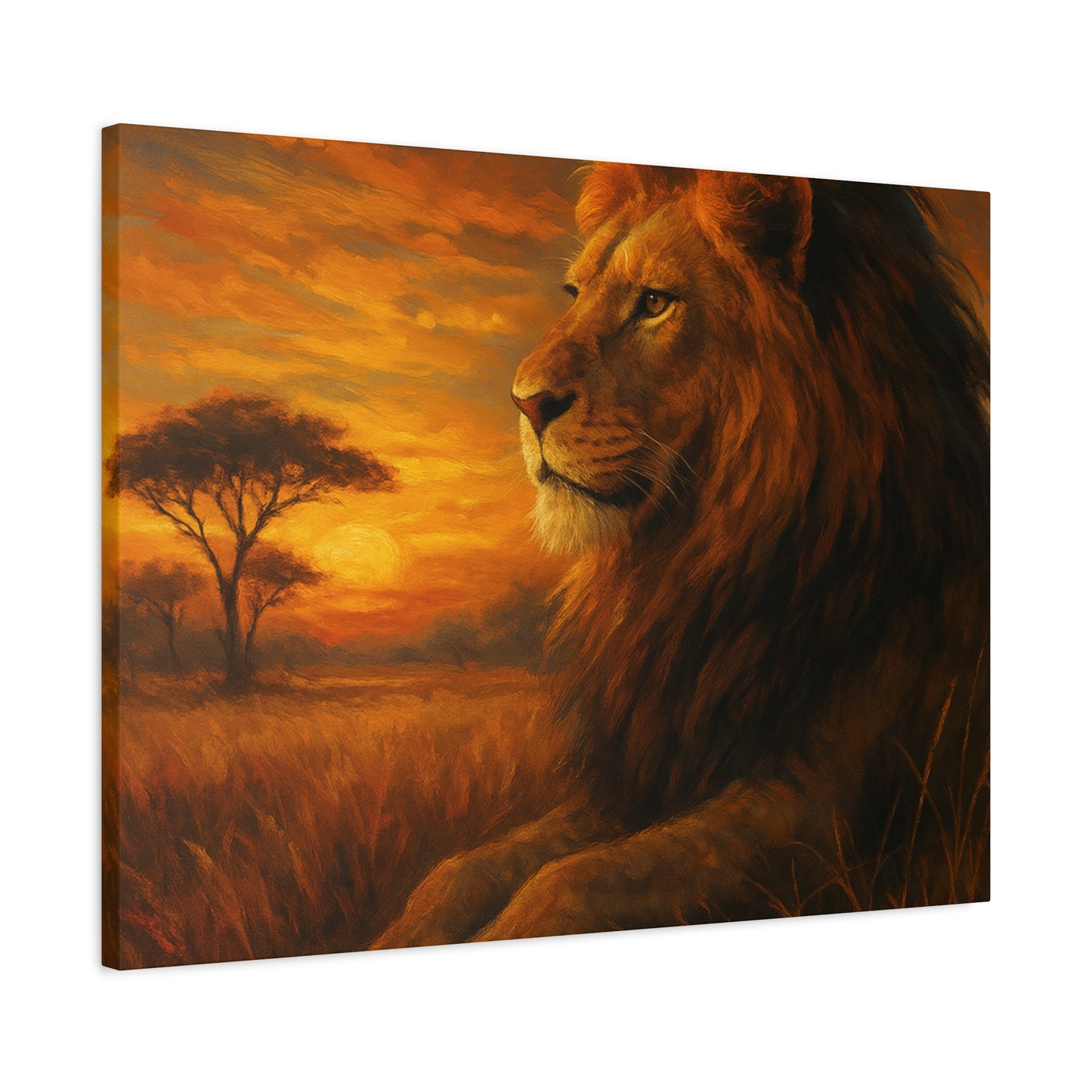 King of the Savanna - Lion Sunset Canvas