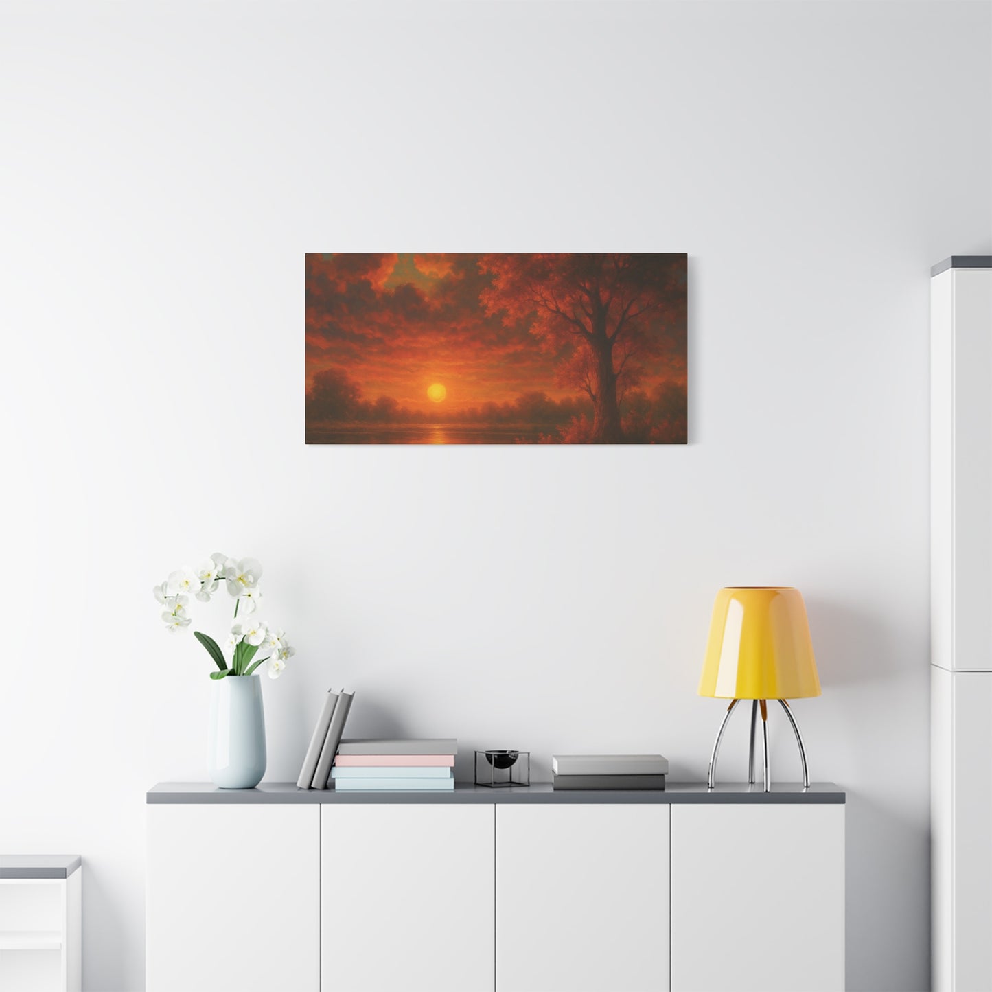 Serene Sunset Canvas Wall Art, Nature Decor, Home Aesthetic, Gift for Art Lovers, Inspiring Wall Hanging, Living Room Decoration
