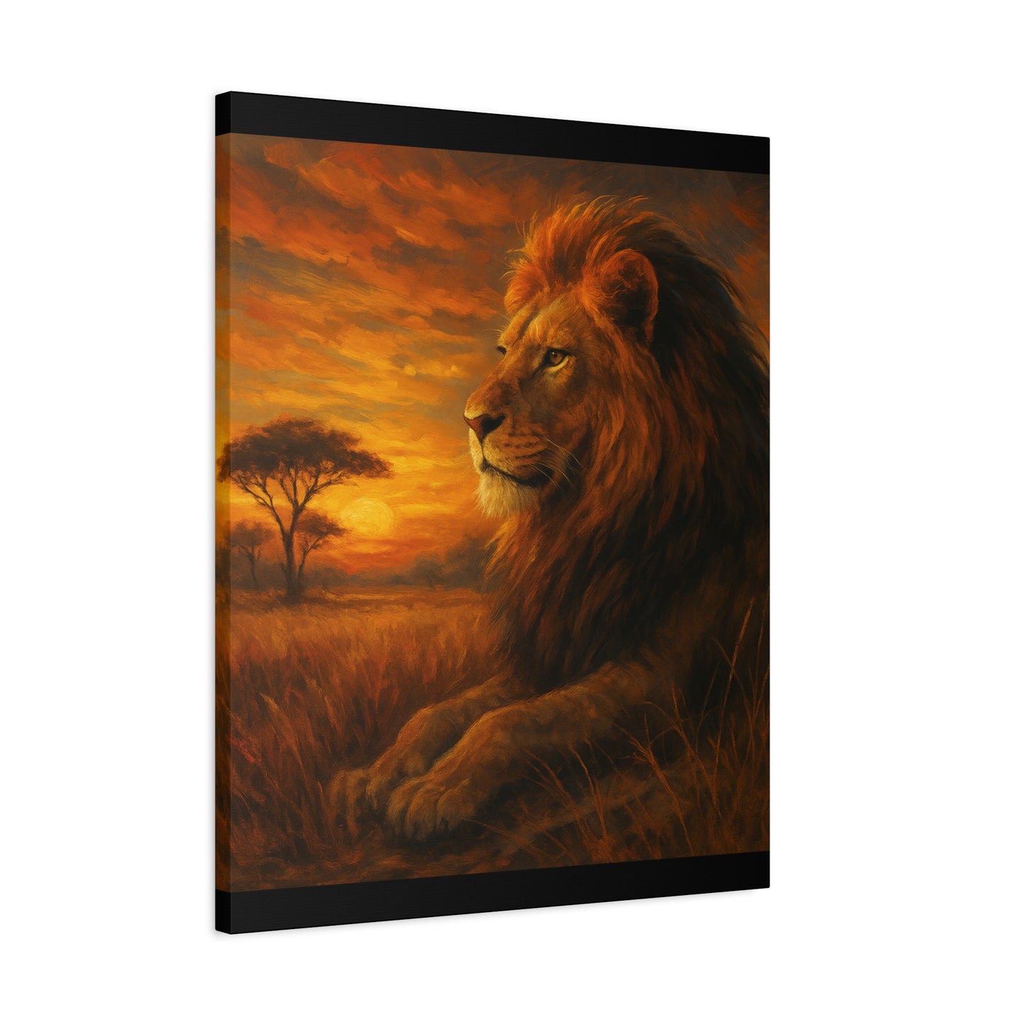 King of the Savanna - Lion Sunset Canvas