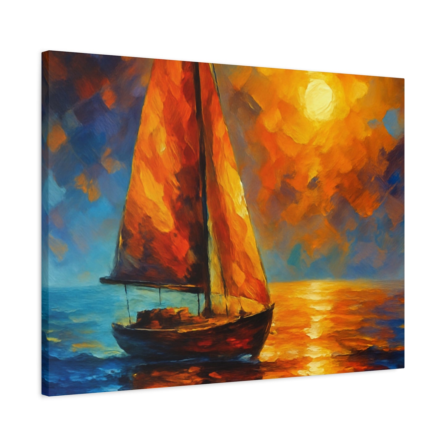 Canvas Art Print, Nautical Wall Decor, Sailboat Painting, Ocean Sunset, Home Decoration, Coastal Art