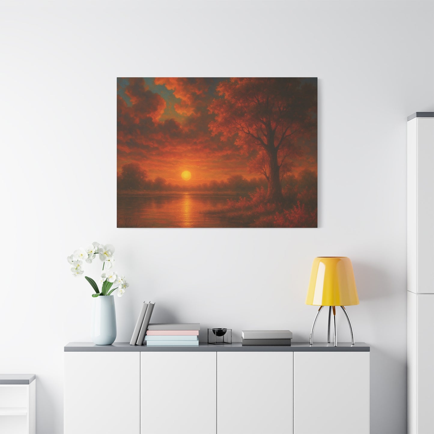 Serene Sunset Canvas Wall Art, Nature Decor, Home Aesthetic, Gift for Art Lovers, Inspiring Wall Hanging, Living Room Decoration