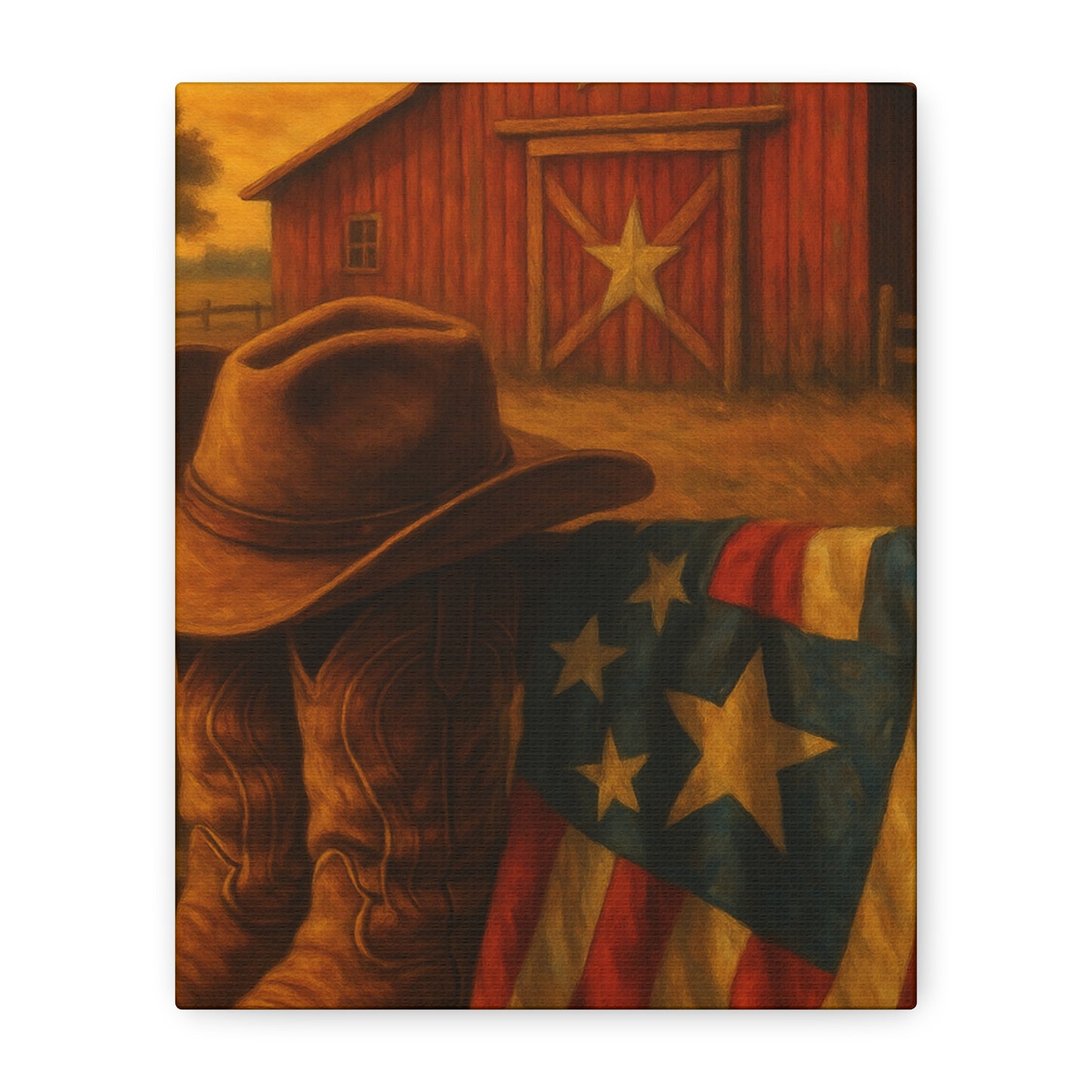 Rustic Canvas Art Print, Western Decor, Cowboy Hat and Boots, Americana Wall Art, Perfect Gift for Country Lovers