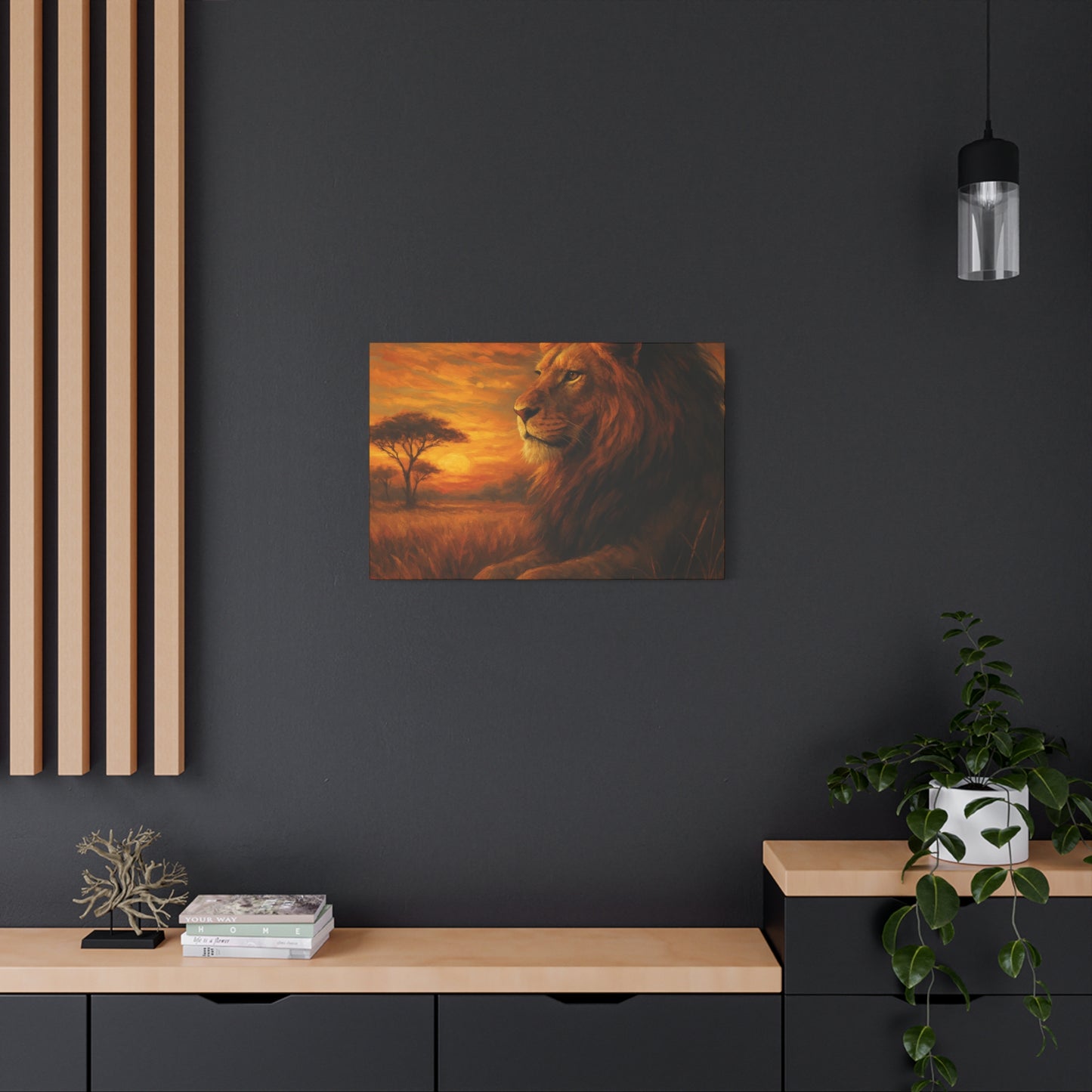 King of the Savanna - Lion Sunset Canvas