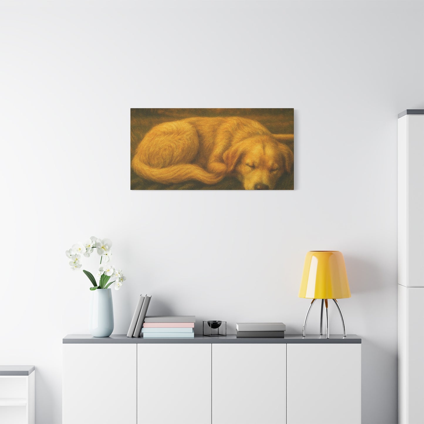 Golden Retriever Art Canvas Print, Dog Lovers Decor, Warm Home Wall Art, Gift for Pet Owners, Relaxing Pet Artwork