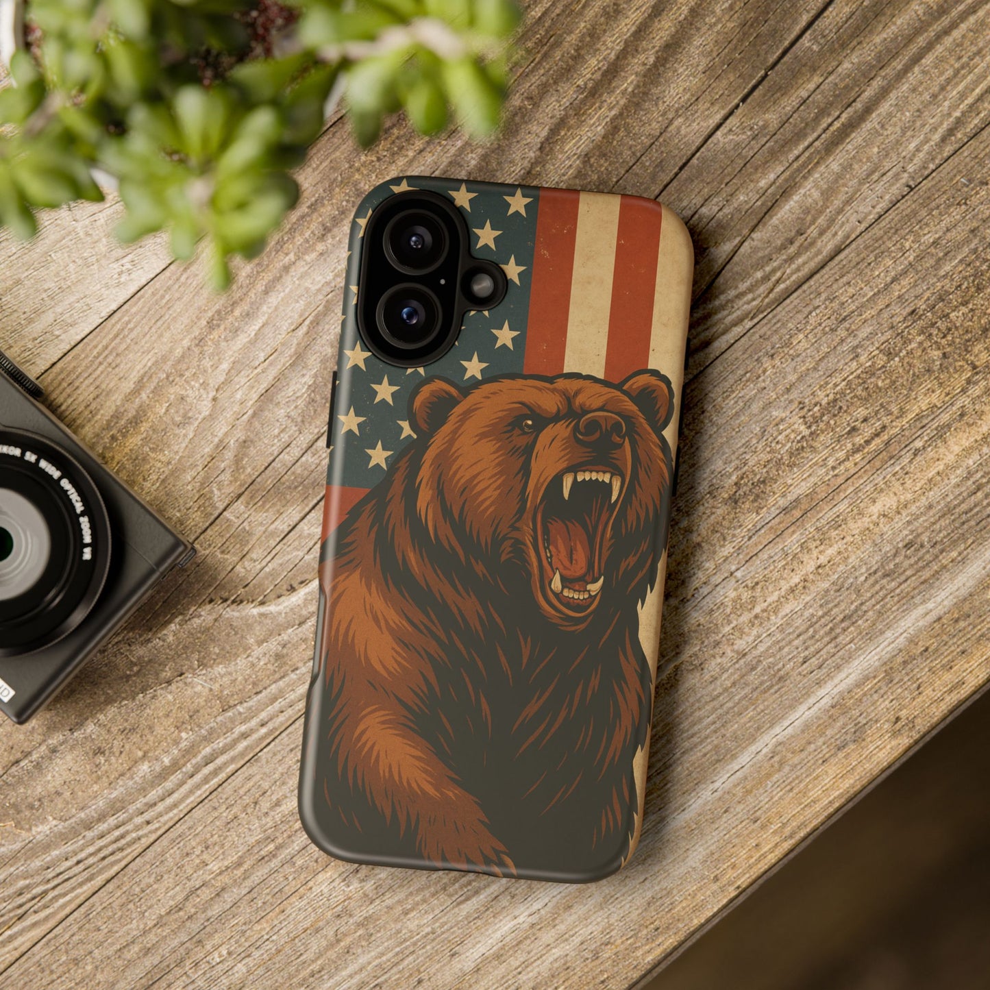 Tough Cases - Patriotic Bear Phone Case, Custom Phone Cover, Strong Protective Case, USA Flag Design, Gift for Outdoors Lovers
