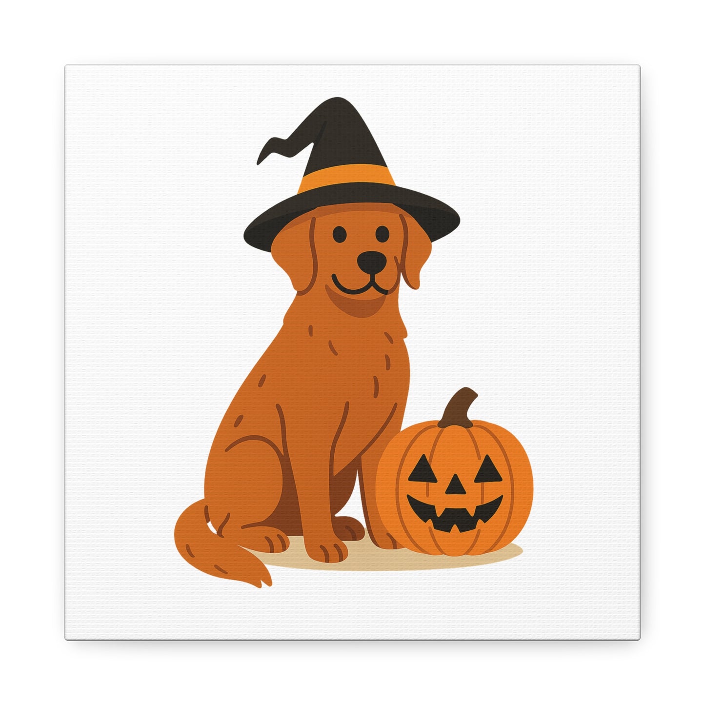 Halloween Dog Canvas Wall Art, Cute Golden Retriever with Pumpkin Decor, Pet Lover Gift, Autumn Home Decoration, Trick or Treat Wall Art